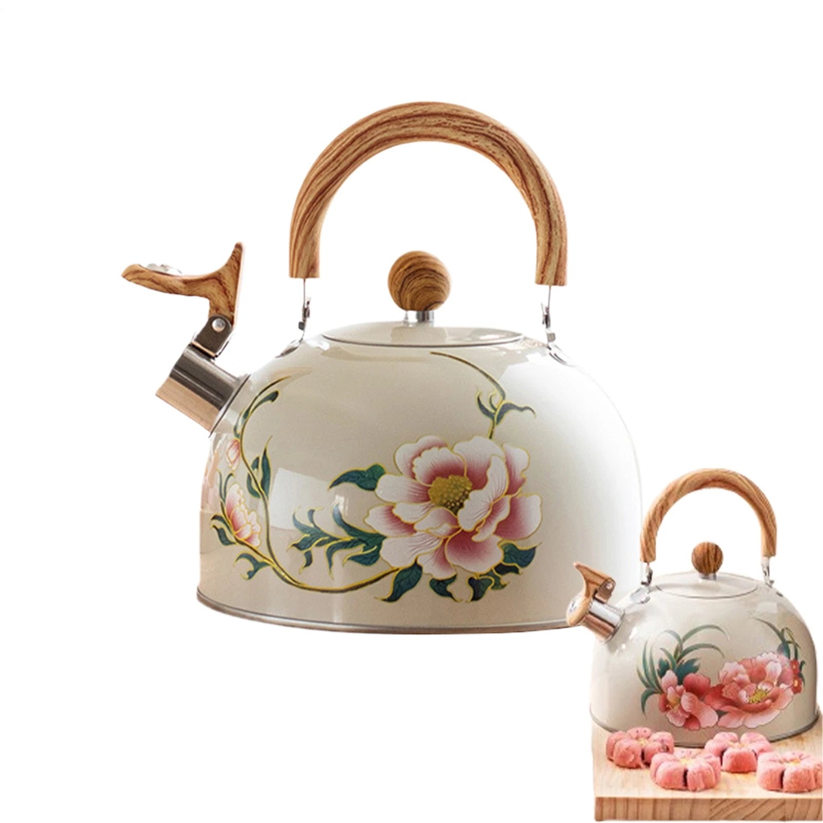 Floral Enamel Tea Kettle Vintage Teapot 3L Floral Teapot With Handle Tea Kettle