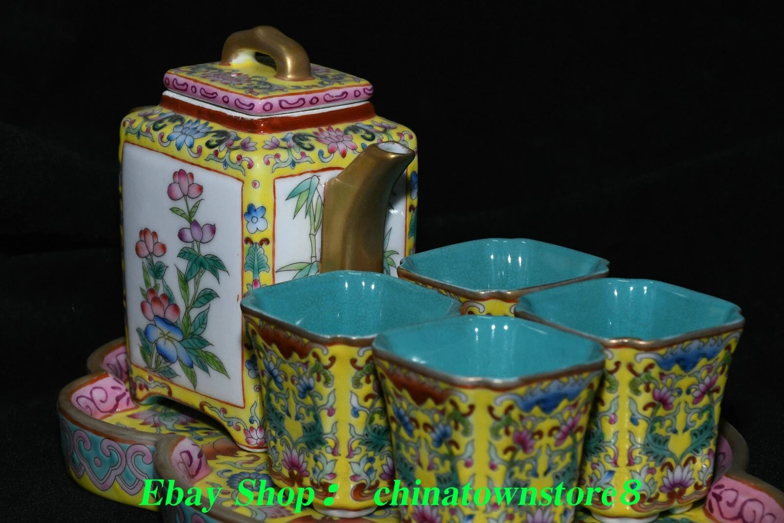 9'' Old Qing Yongzheng Enamel Colour Porcelain Gilt Flower Teapot Teakettle Set | eBay