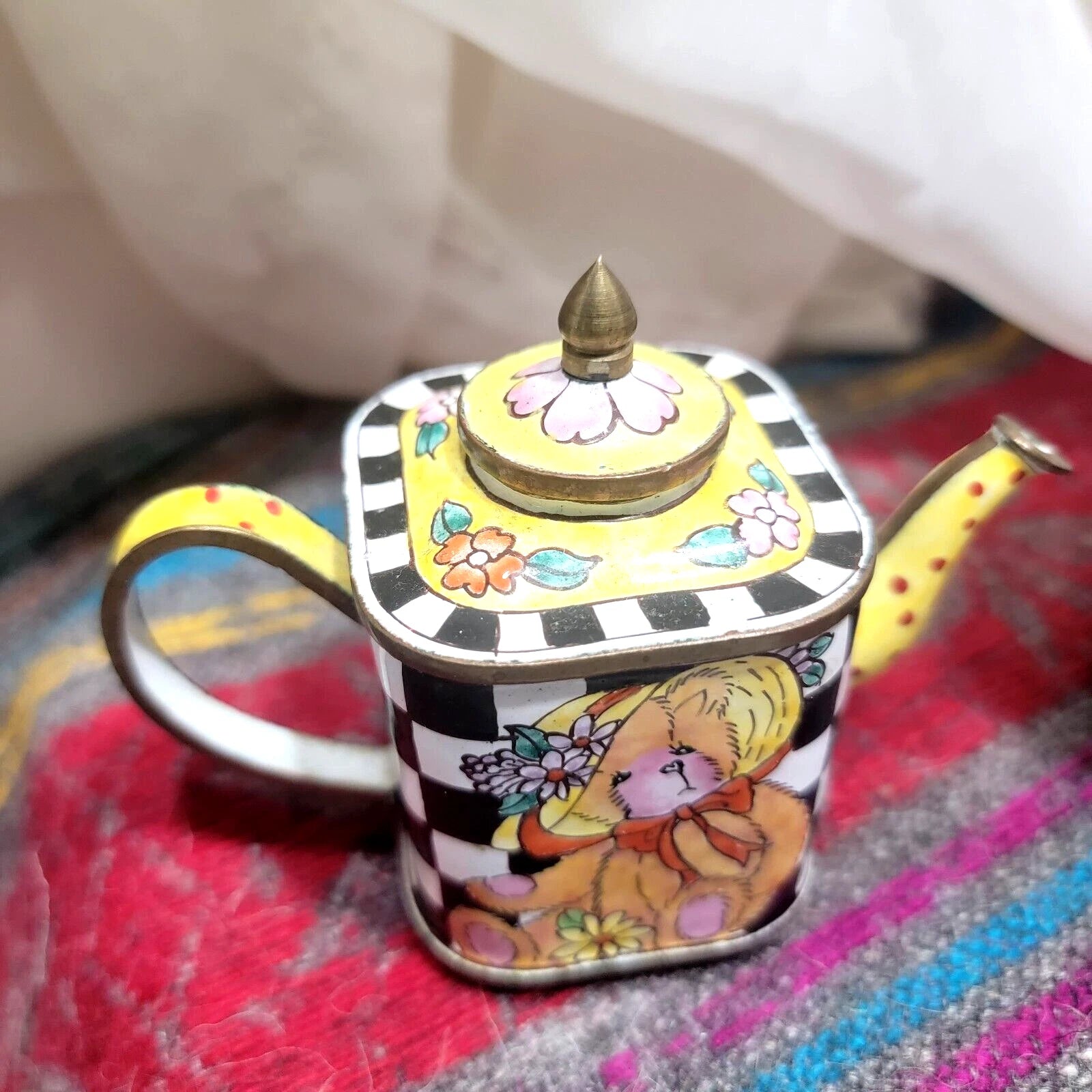 Kelvin Chen Miniature Porcelain Enameled Metal Teapot. 1999 Excellent condition