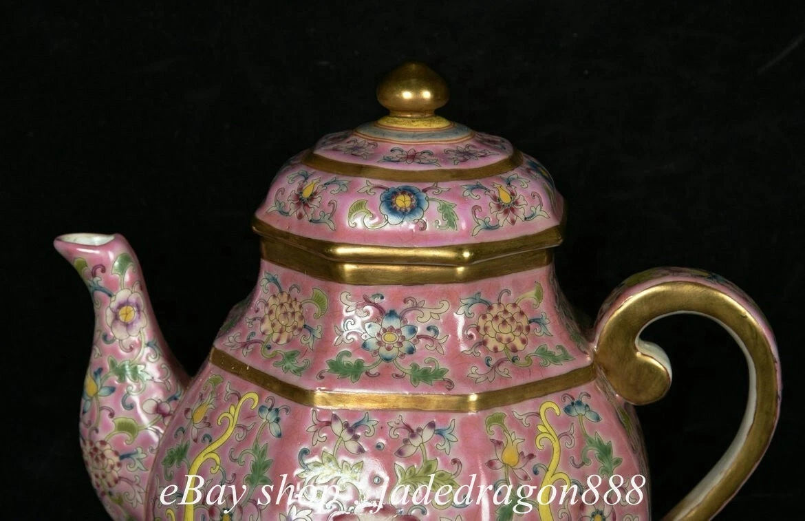 7" Yongzheng Marked Enamel Porcelain Gilt Flower Leaf Dragon Pattern Teapot | eBay