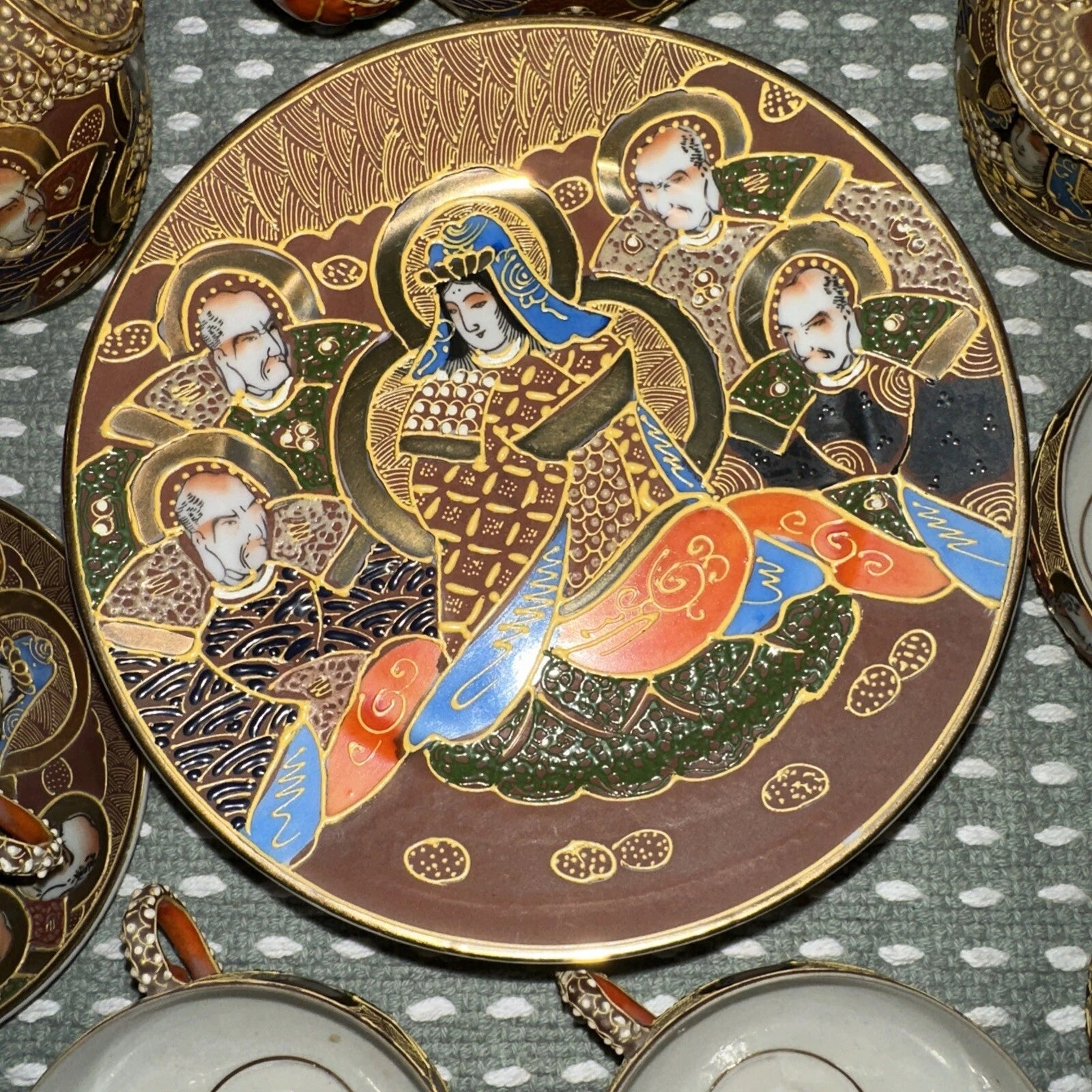 ANTIQUE 17 JAPANESE SATSUMA TEA SET PORCELAIN DRAGON-WARE MORIAGE RAISED ENAMEL | eBay