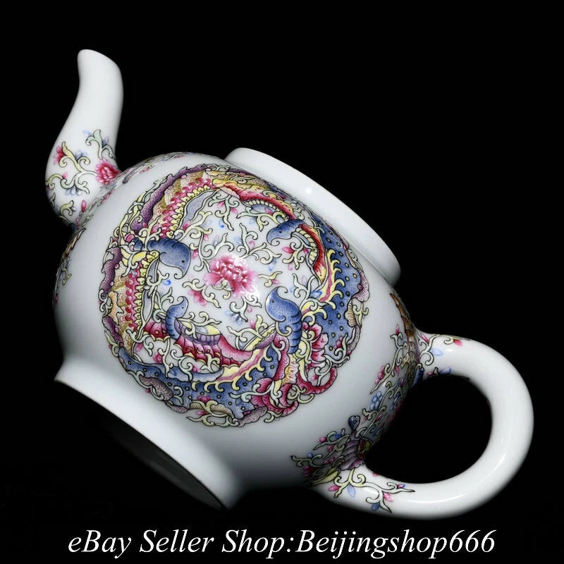 7.6" Yongzheng Marked Chinese Colour enamels Porcelain Butterfly Teapot Kettle