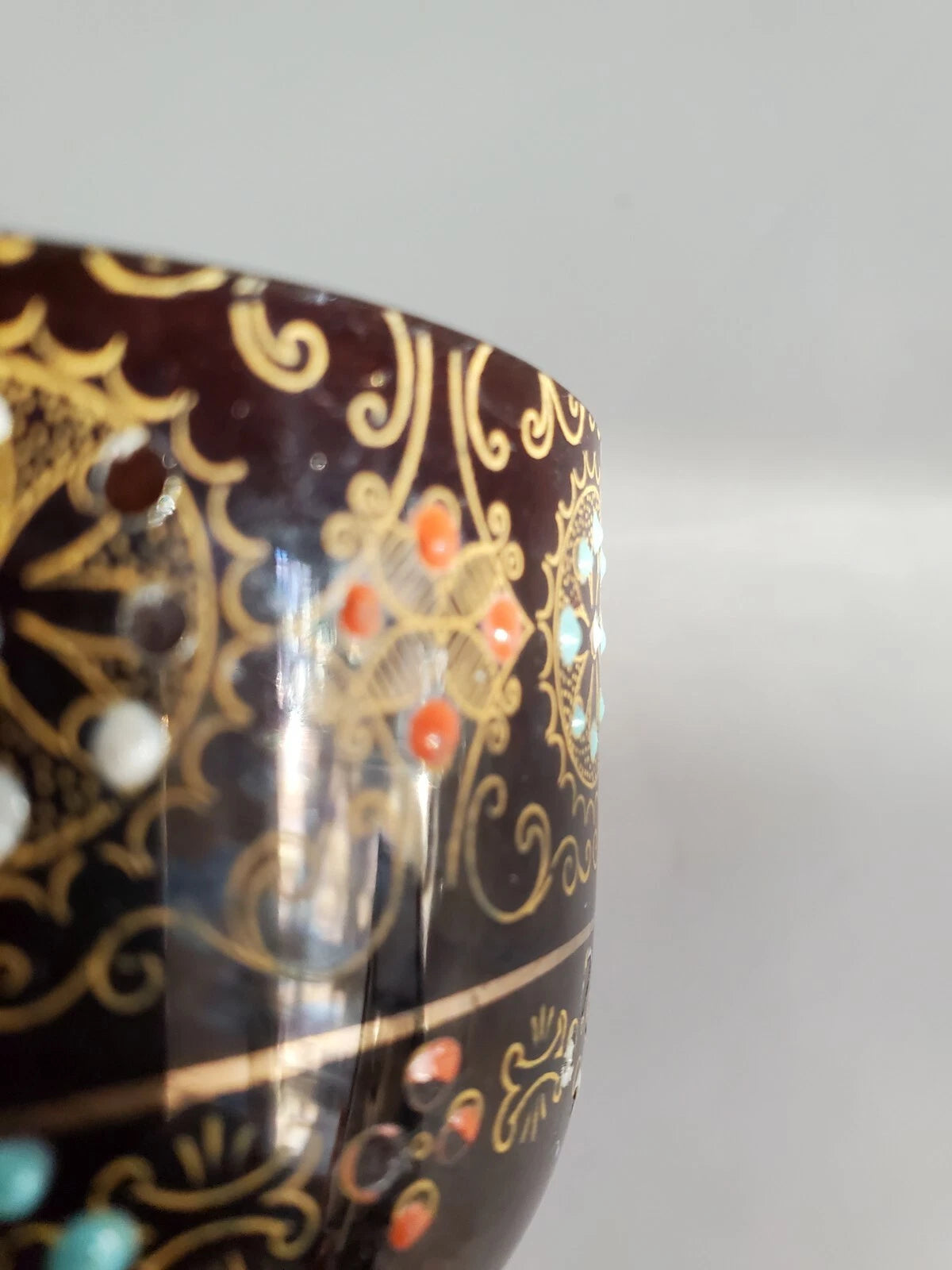 Antique Gibson & Son Burem England Enameled  Hand Painted  Teapot Cup Saucer Set