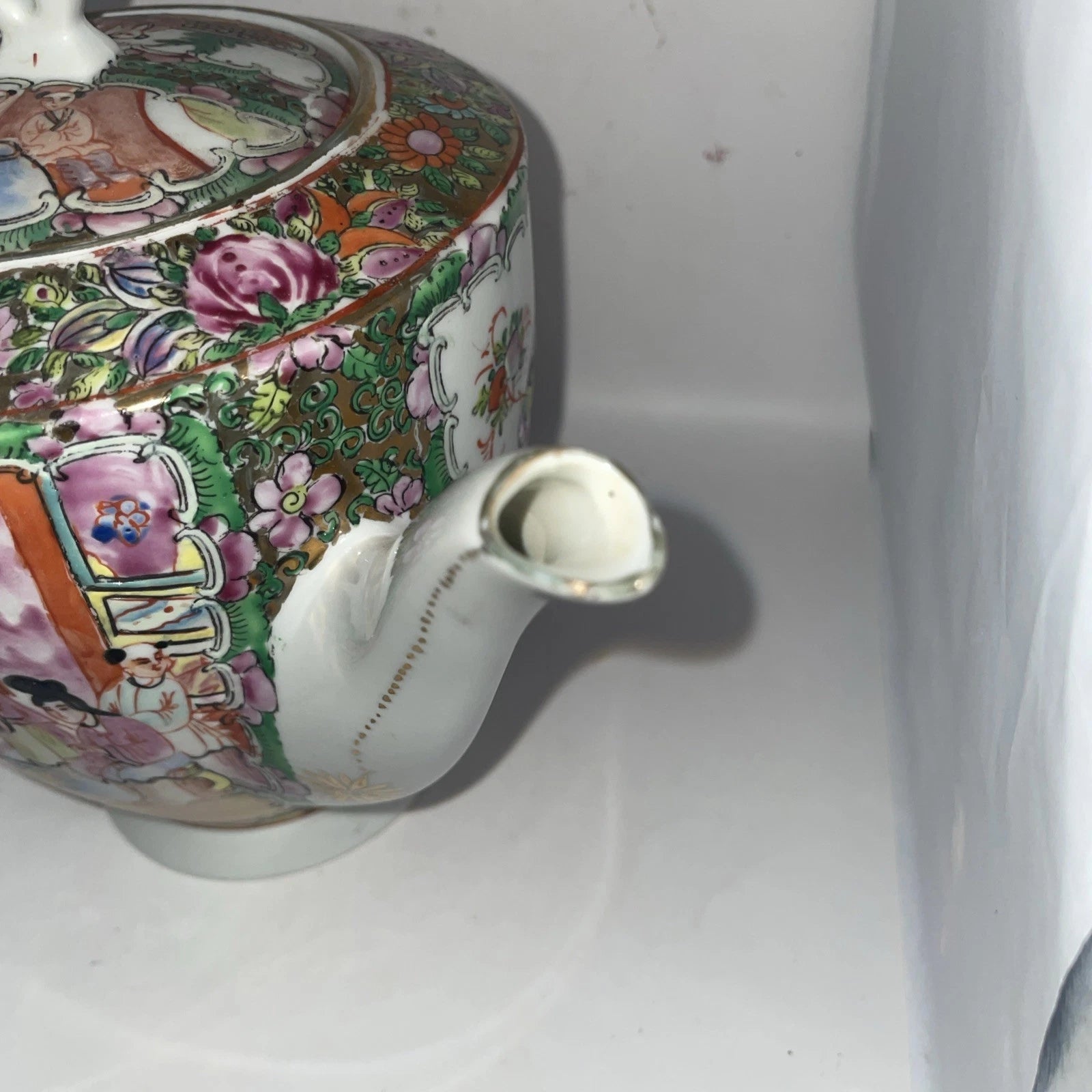 Chinese Rose Medallion Teapot Famille Rose Handpainted Enameled Stamped On Base | eBay