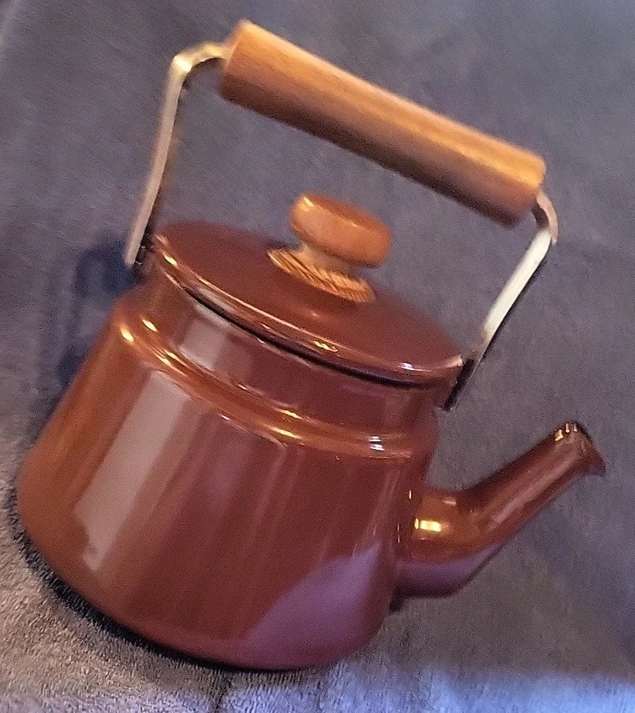 DANSK vintage Kobenstyle Brown Enamel Teapot