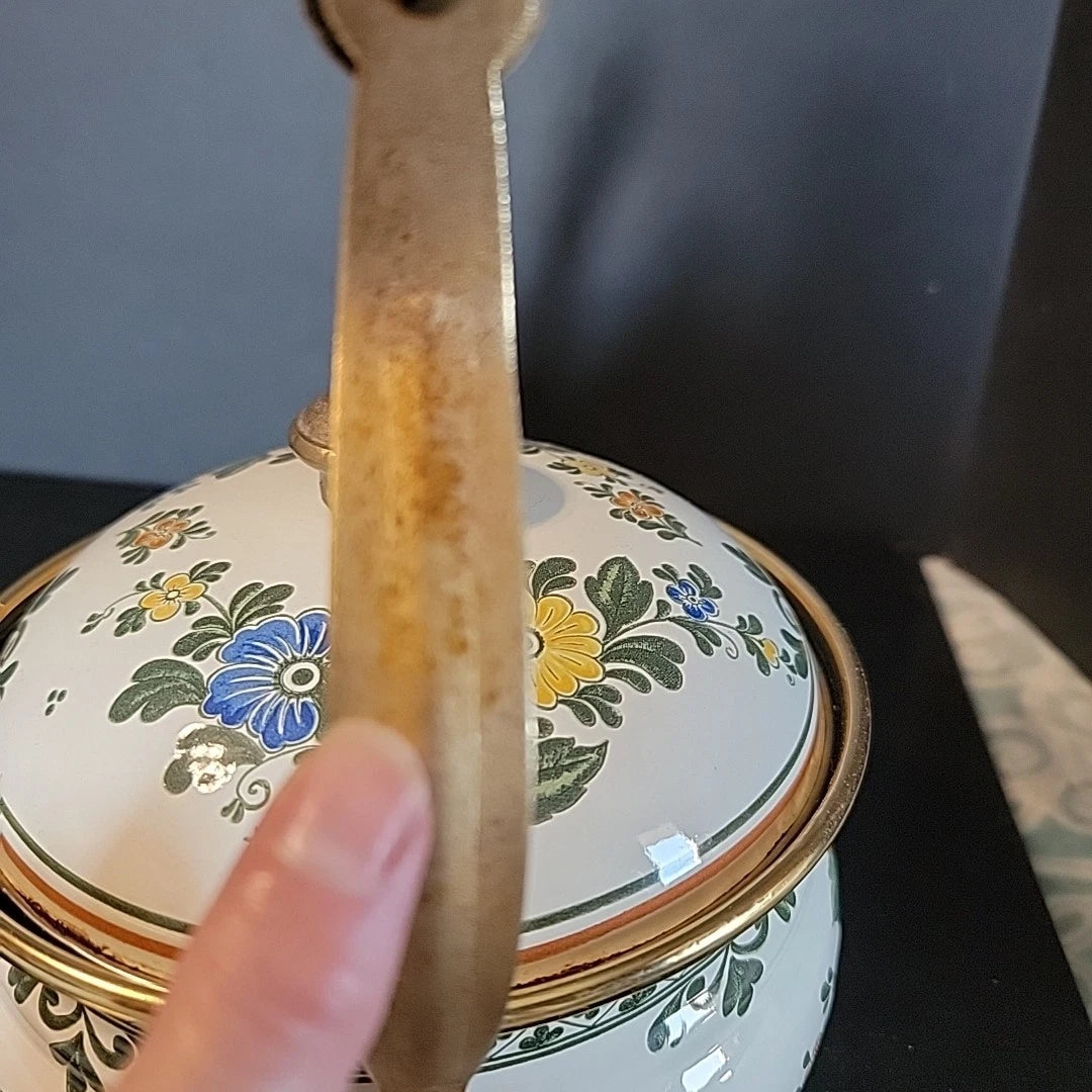 Floral Flowers enamel ware Cottage Grandma Core Asta Teapot Country Orange Blue | eBay