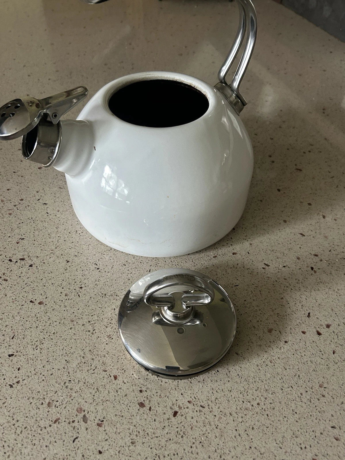 Chantal Enamel on Steel White Tea Kettle Harmonica Whistle | eBay