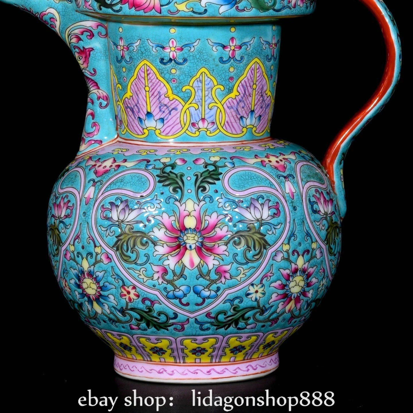 9" Yongzheng Marked Enamel Porcelain Gilt Flower Leaf Pattern Wine Tea Pot | eBay