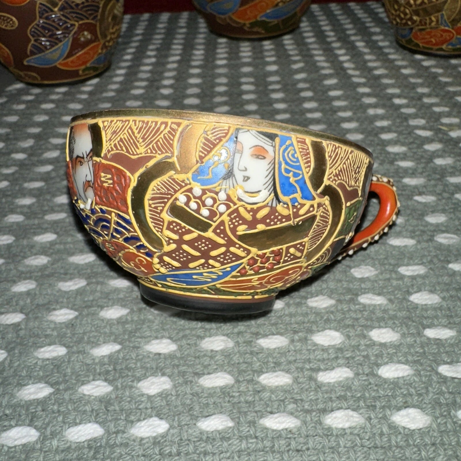 ANTIQUE 17 JAPANESE SATSUMA TEA SET PORCELAIN DRAGON-WARE MORIAGE RAISED ENAMEL | eBay