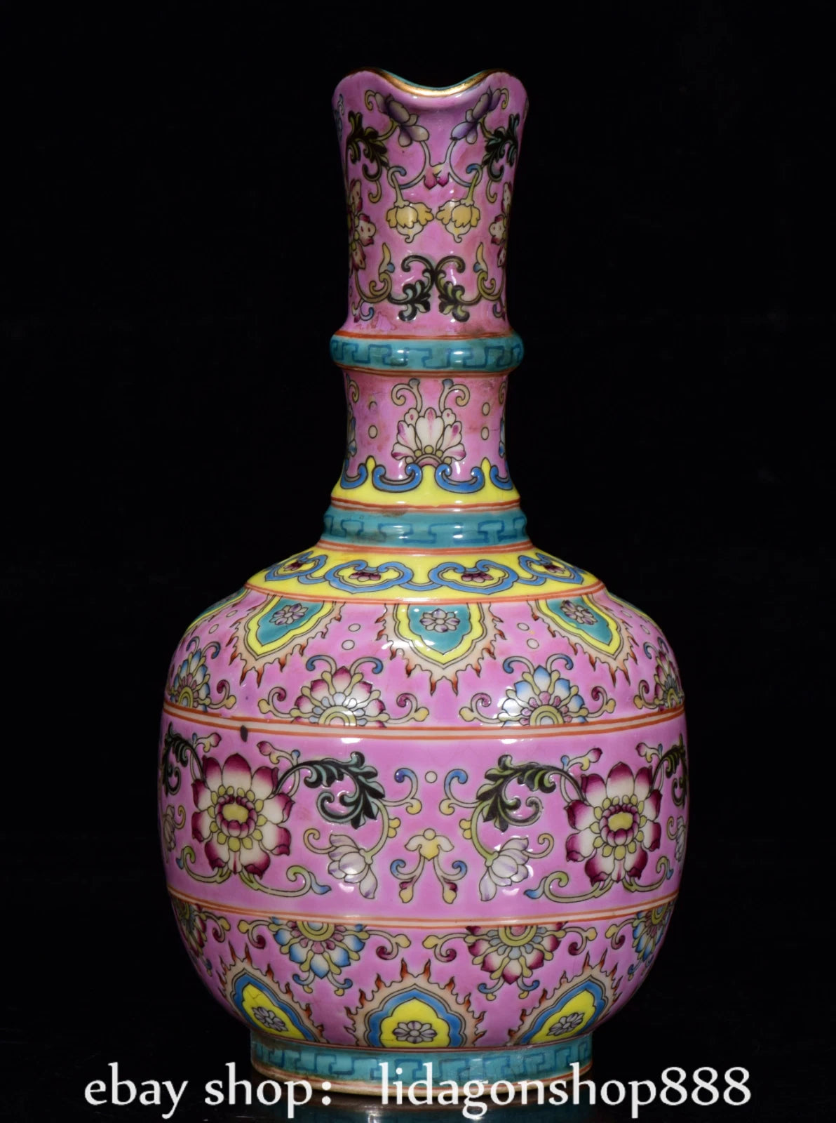 8" Yongzheng Marked Enamel Porcelain Gilt Flower Leaf Pattern Wine Tea Pot