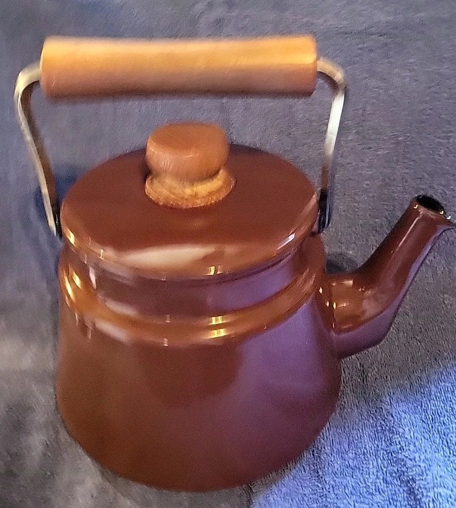 DANSK vintage Kobenstyle Brown Enamel Teapot