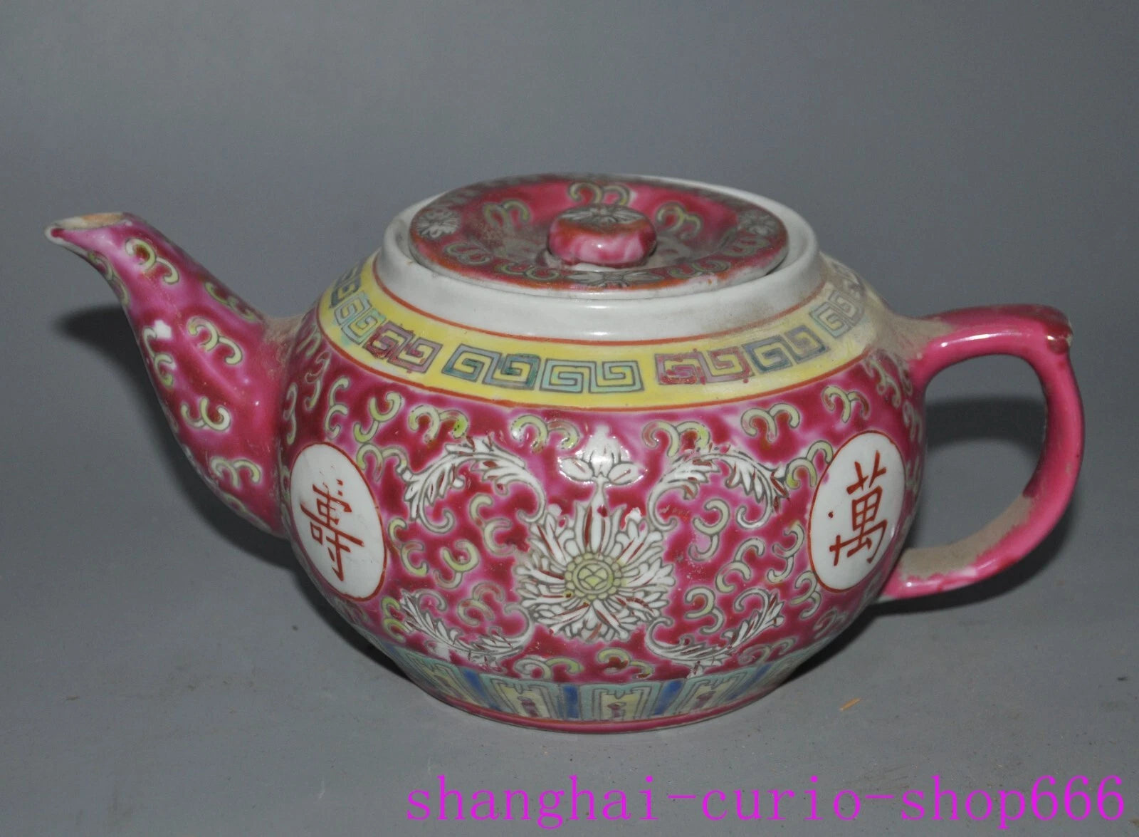 8.4"China Ancient dynasty enamel porcelain fushou flowers Tea set Teapot pot | eBay