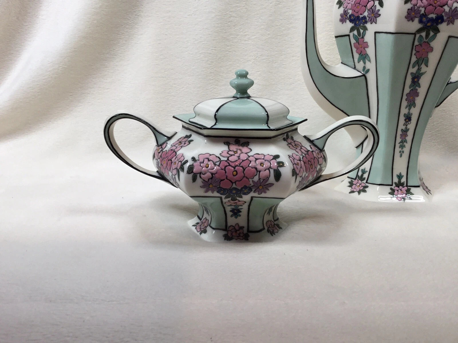 American Belleek Lenox Custom Tea Pot Sugar Bowl Cream Pitcher Signed 1913 S.H.S