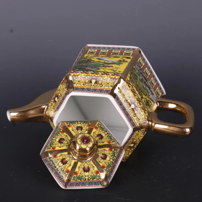 Chinese Qing Qianlong Yellow Enamel Porcelain Flowers Birds Pattern Teapot 4.30" | eBay