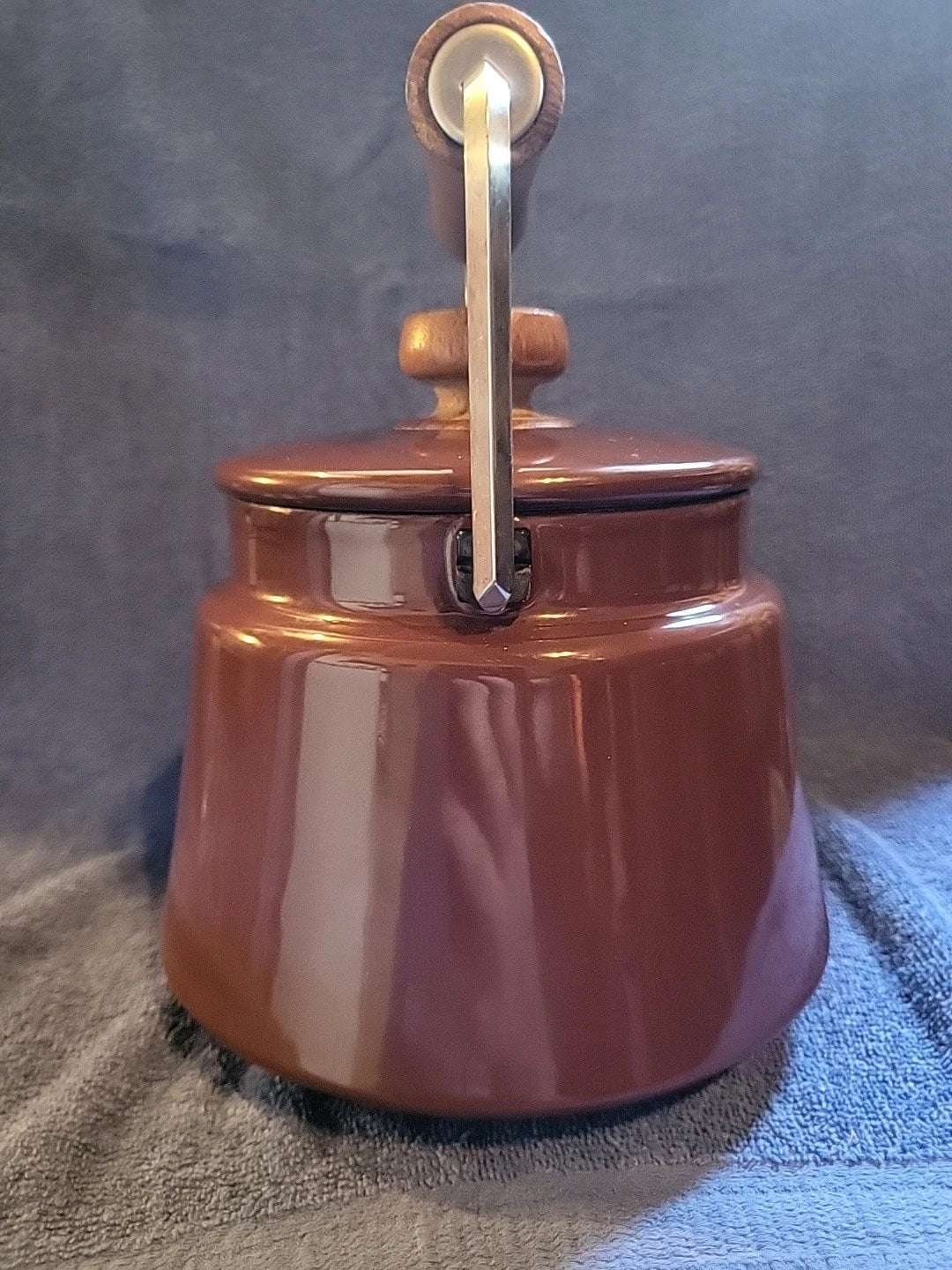 DANSK vintage Kobenstyle Brown Enamel Teapot