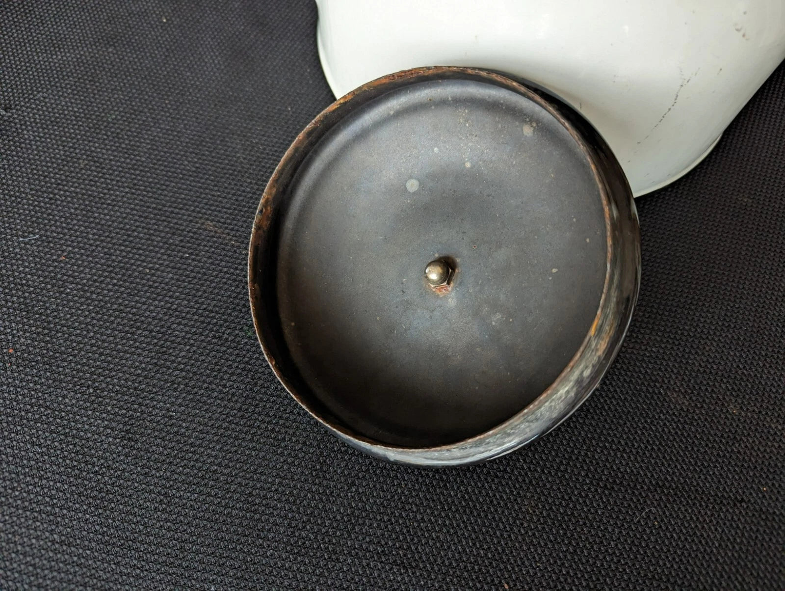 Antique Enamelware White Tea Pot Coffee Kettle Porcelain