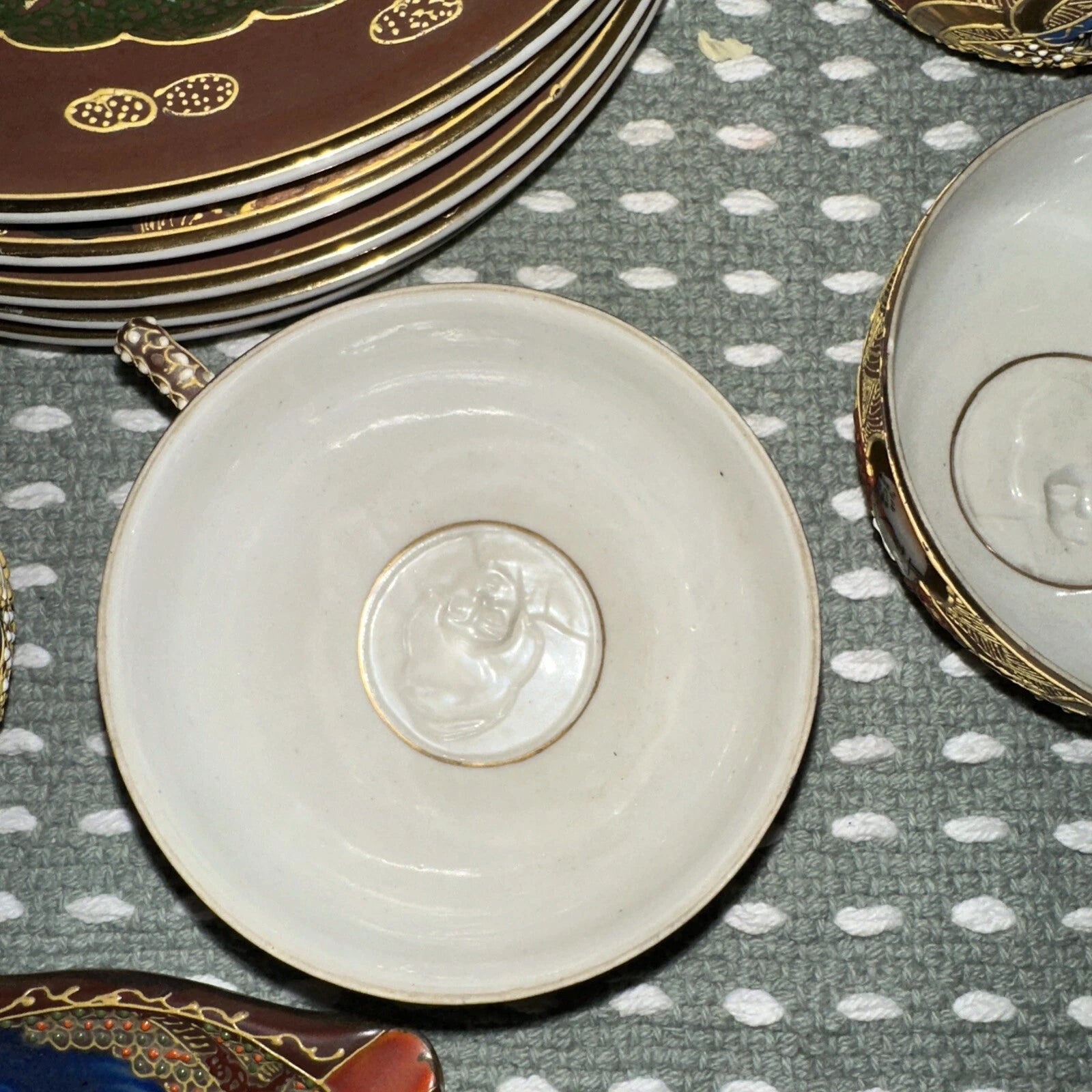 ANTIQUE 17 JAPANESE SATSUMA TEA SET PORCELAIN DRAGON-WARE MORIAGE RAISED ENAMEL | eBay