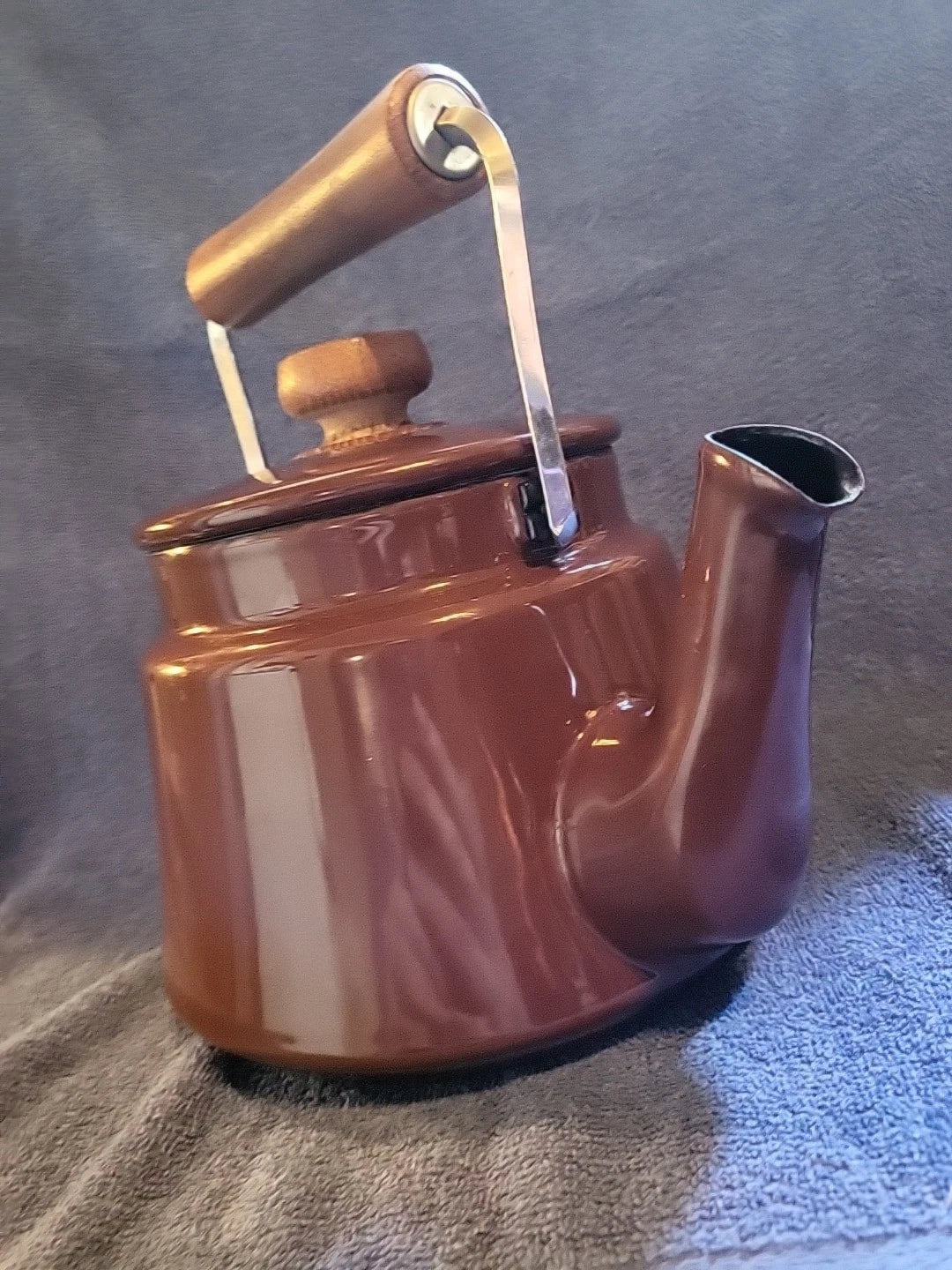 DANSK vintage Kobenstyle Brown Enamel Teapot