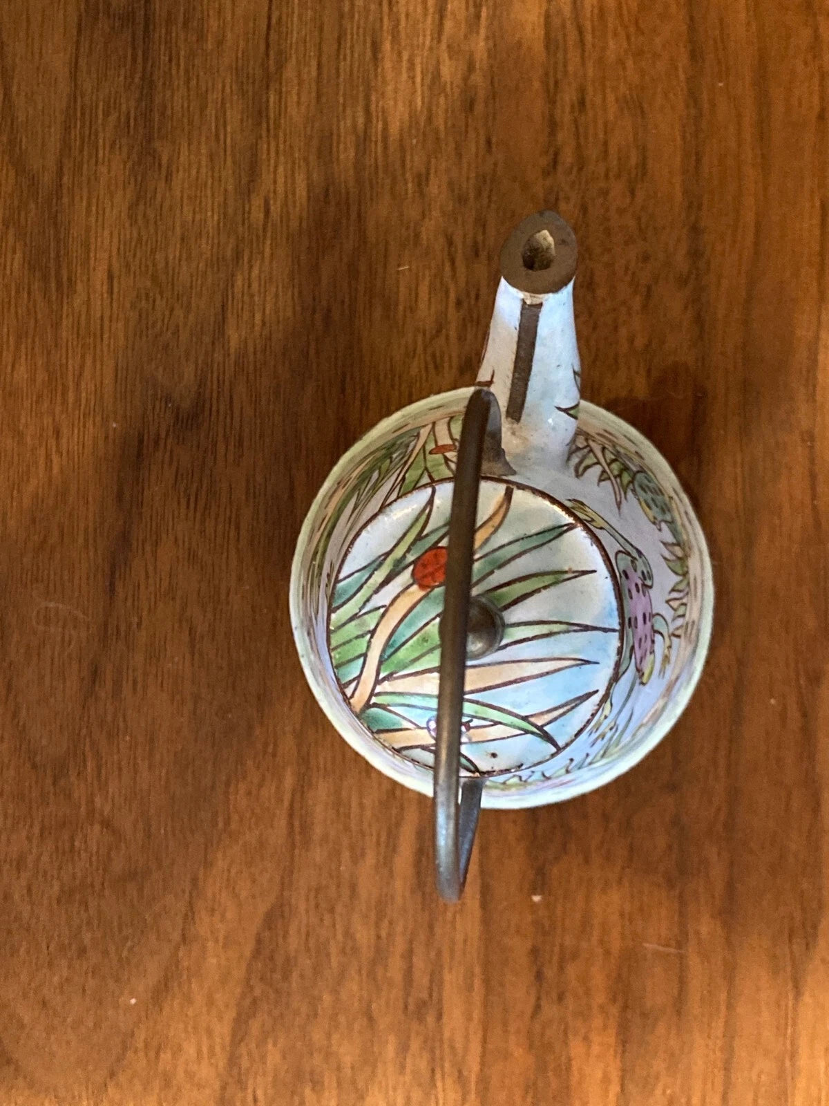 Empress Arts Teapot Cloisonné Enamel Hand Painted Leaping Frogs with Lid