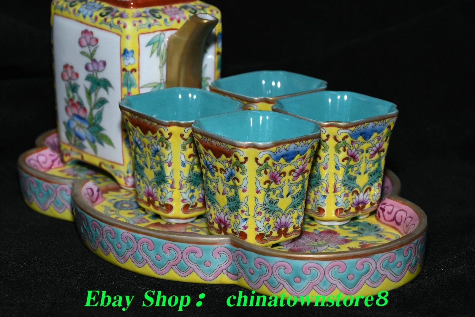 9'' Old Qing Yongzheng Enamel Colour Porcelain Gilt Flower Teapot Teakettle Set | eBay