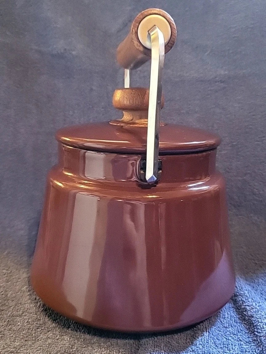 DANSK vintage Kobenstyle Brown Enamel Teapot