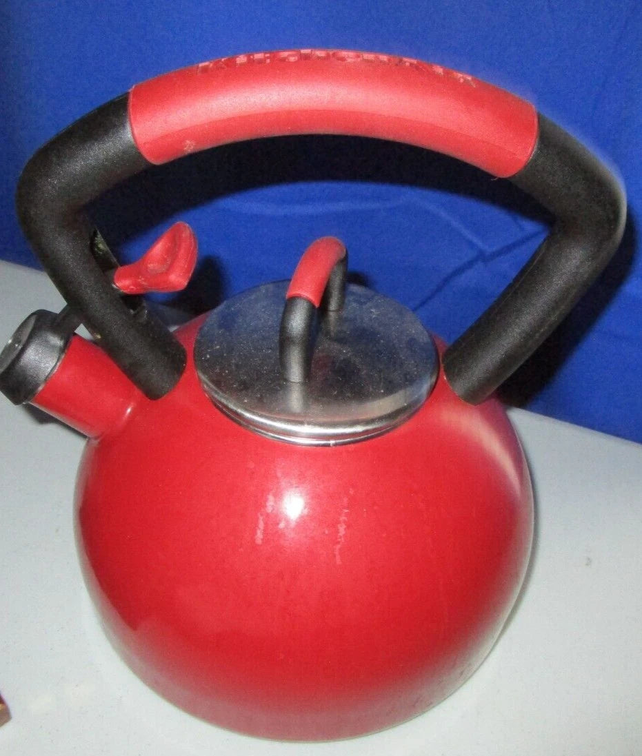 KitchenAid Whistling Tea Kettle Red 2.25 qt Porcelain Enameled Tea Pot | eBay