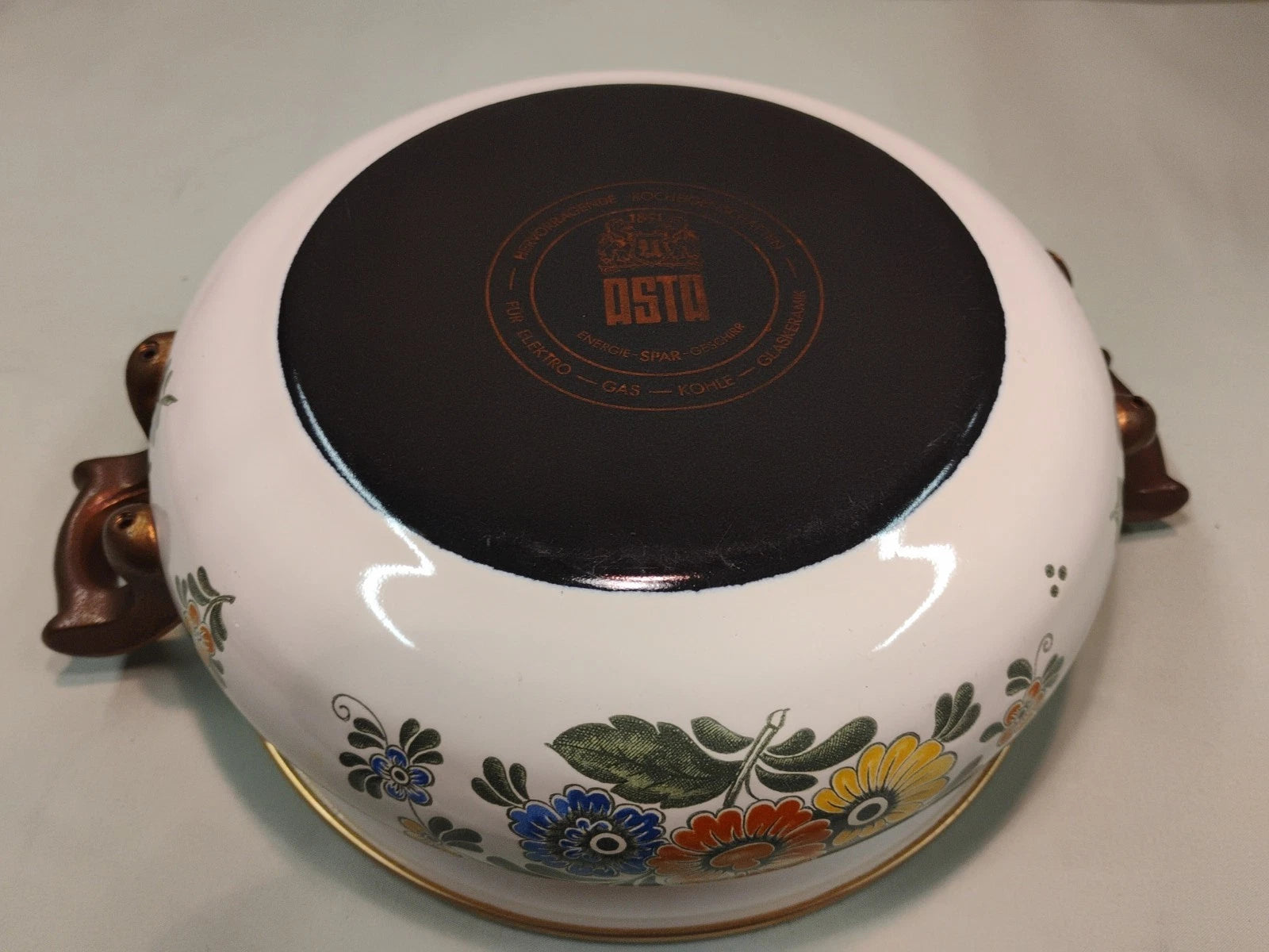 ASTA White Floral Enamelware Old Amsterdam 8.5” Dutch Oven & Teapot PRISTINE!!!