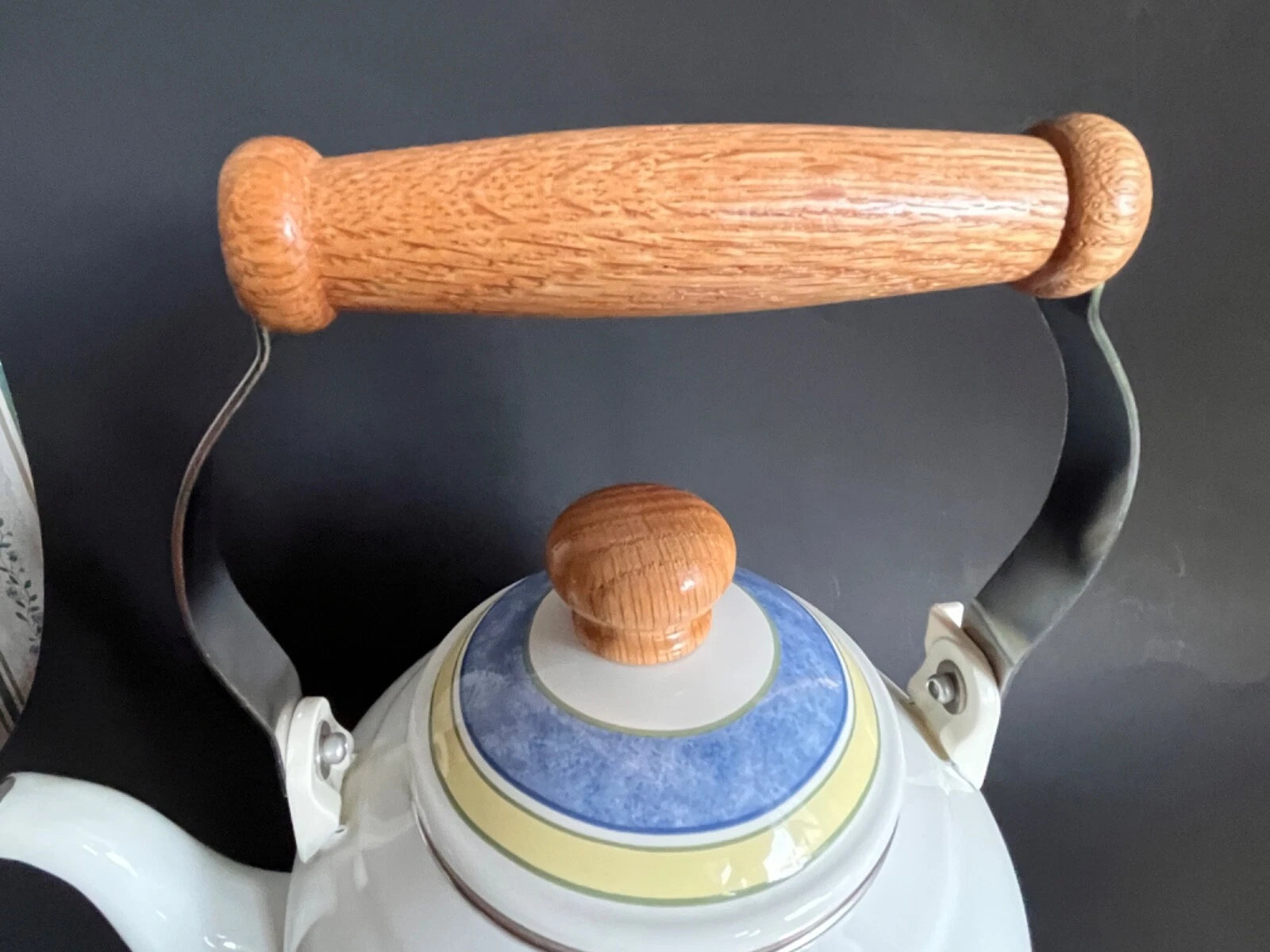 Enamel Ware Royal Doulton Carmina Tea Pot Lemons with Wooden Handle Very Nice | eBay