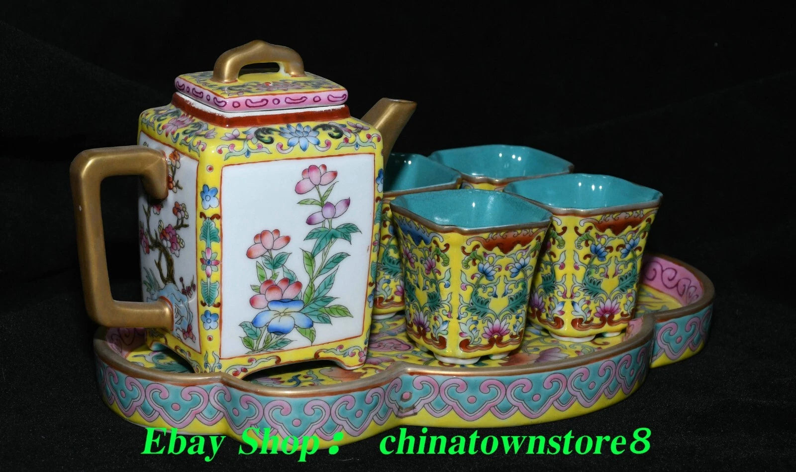 9'' Old Qing Yongzheng Enamel Colour Porcelain Gilt Flower Teapot Teakettle Set | eBay
