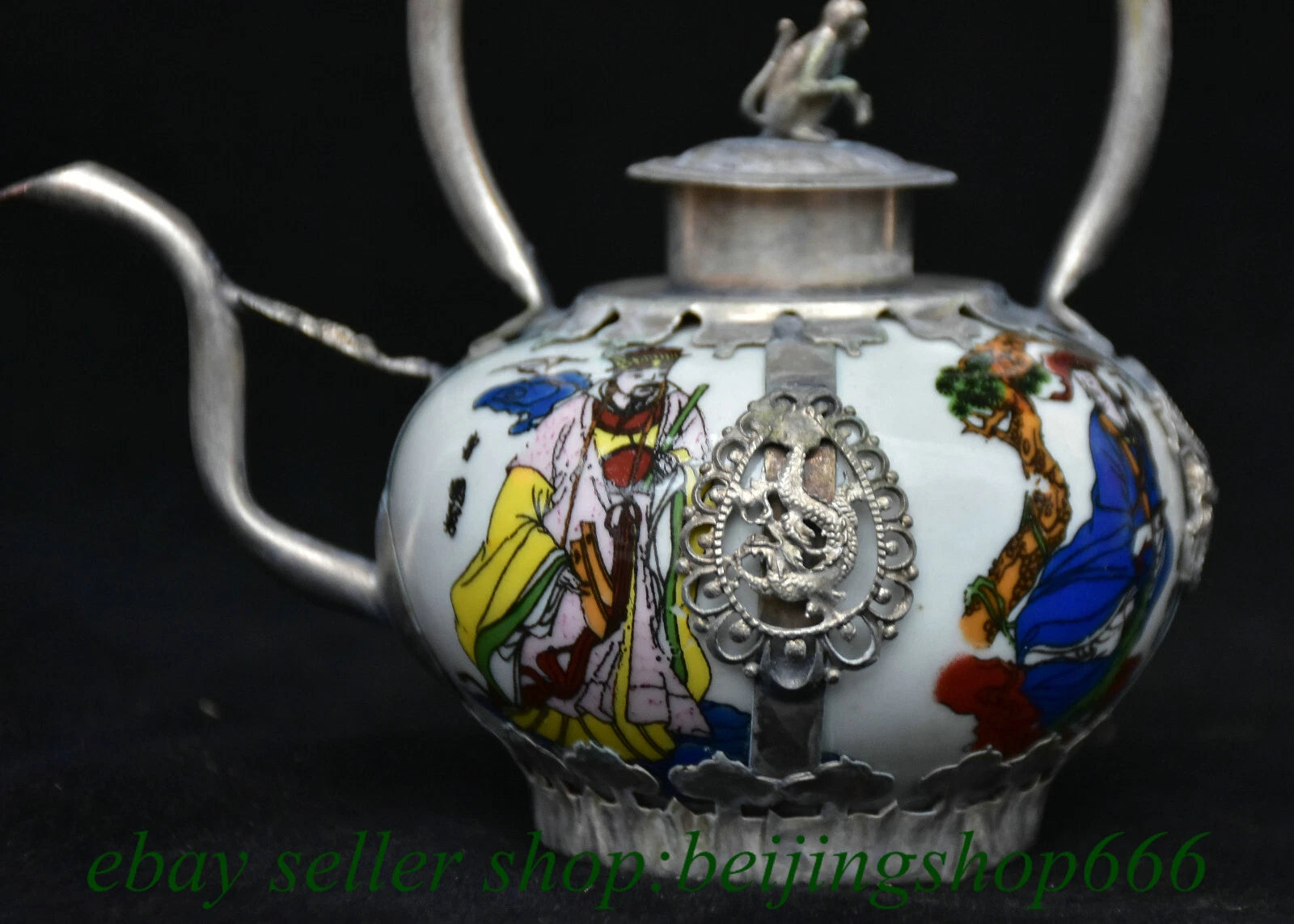 5.6" Old Chinese Copper enamel Porcelain Lohan Arhat Portable Kettle Teapot | eBay