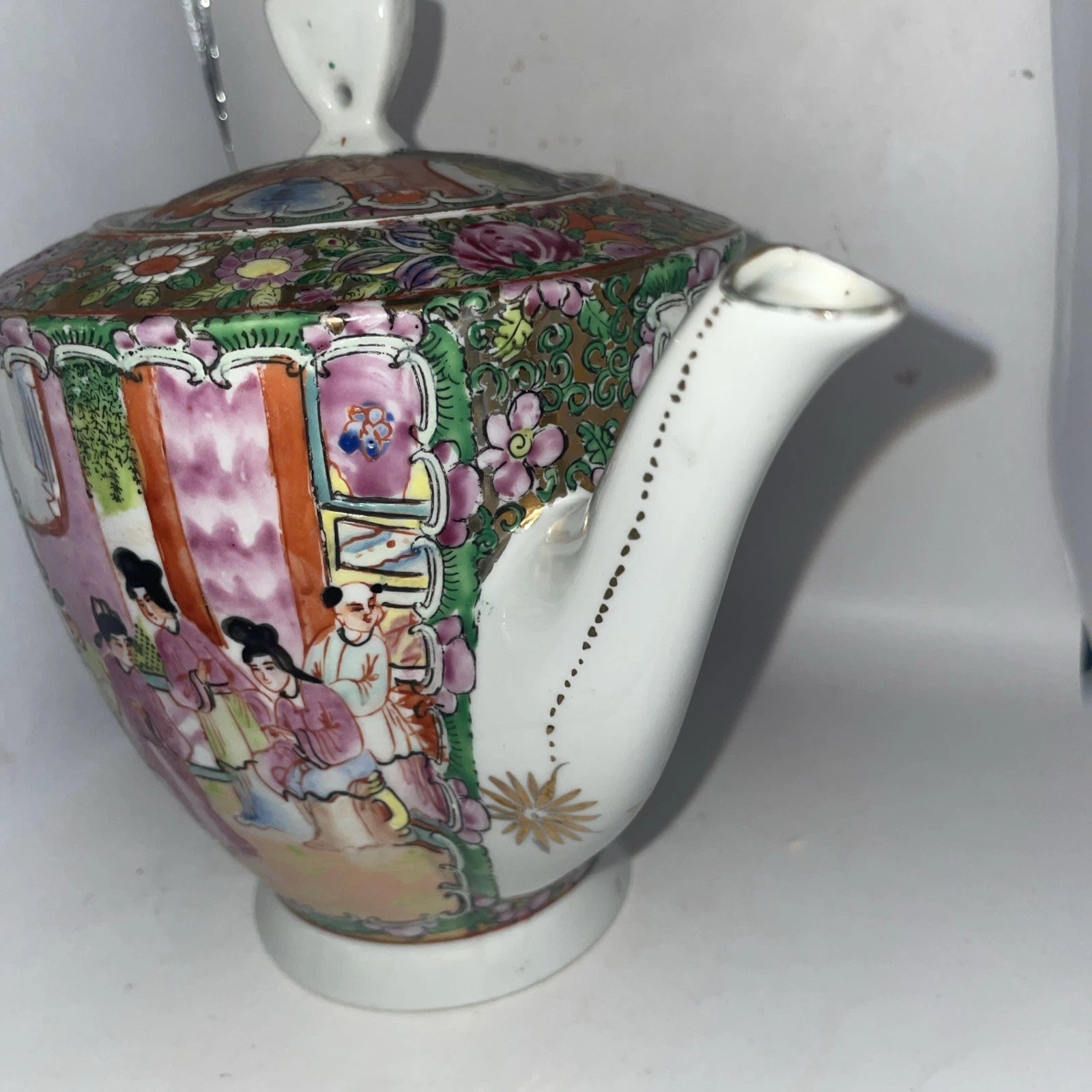 Chinese Rose Medallion Teapot Famille Rose Handpainted Enameled Stamped On Base | eBay
