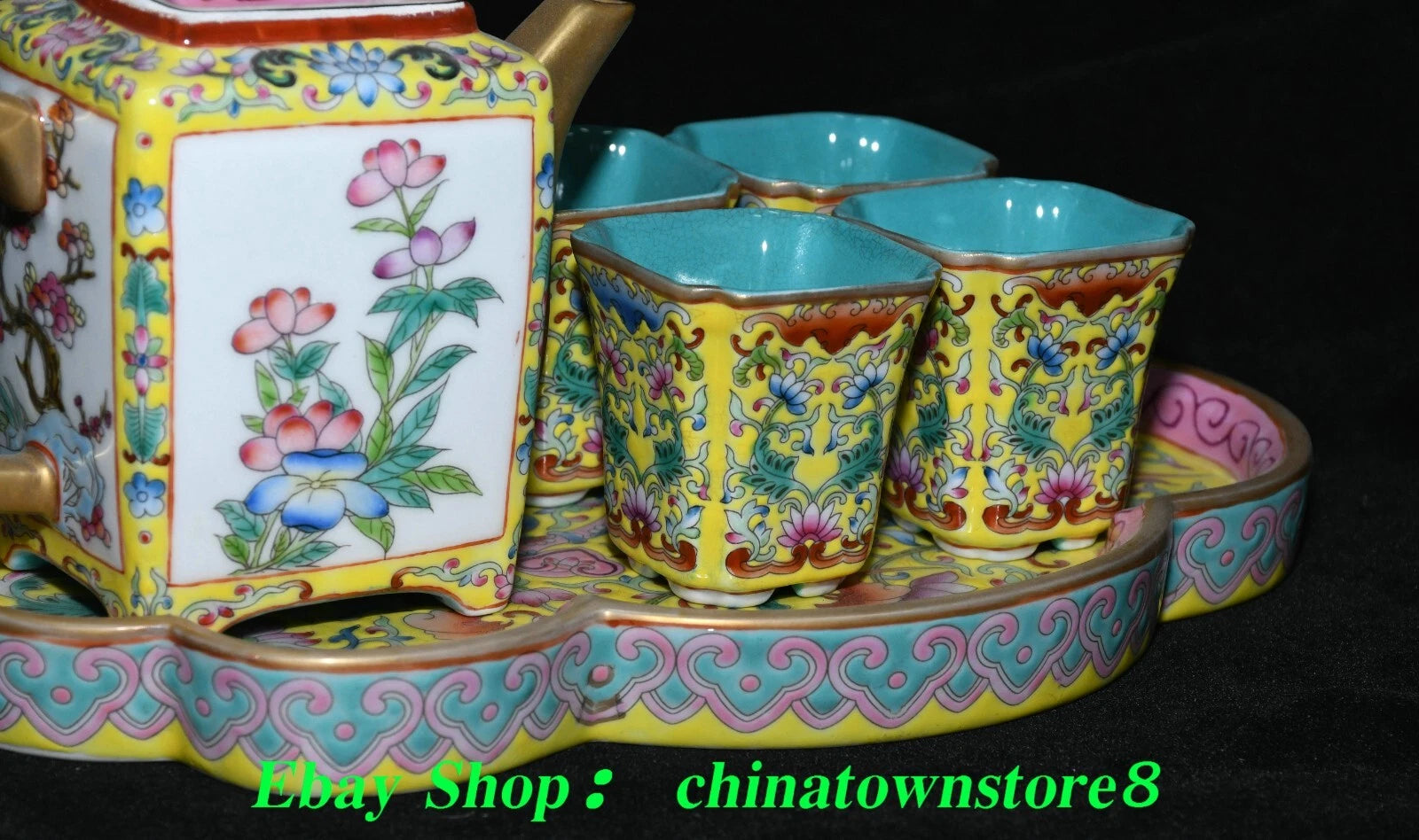 9'' Old Qing Yongzheng Enamel Colour Porcelain Gilt Flower Teapot Teakettle Set | eBay