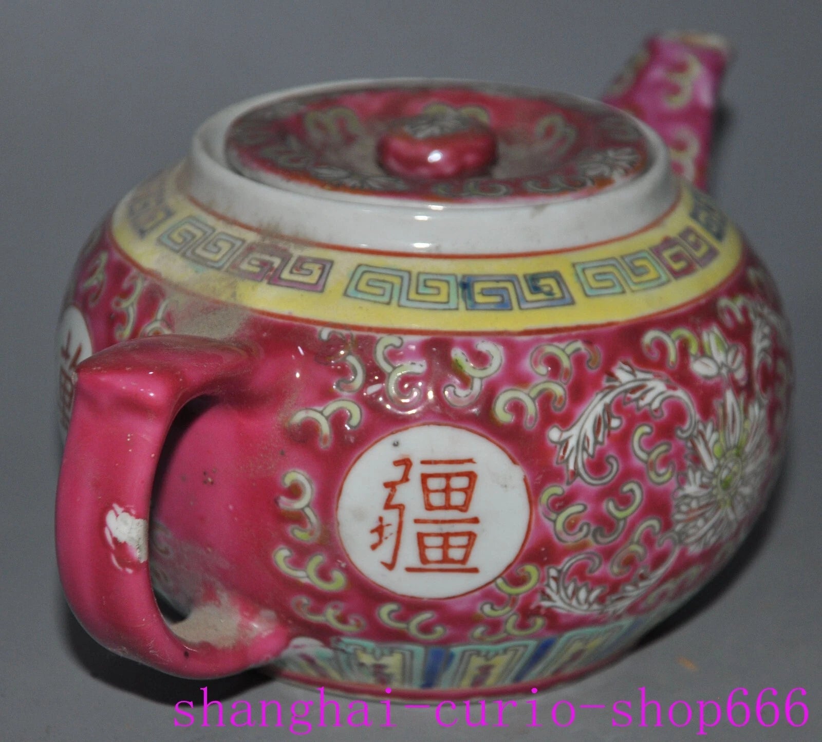 8.4"China Ancient dynasty enamel porcelain fushou flowers Tea set Teapot pot | eBay