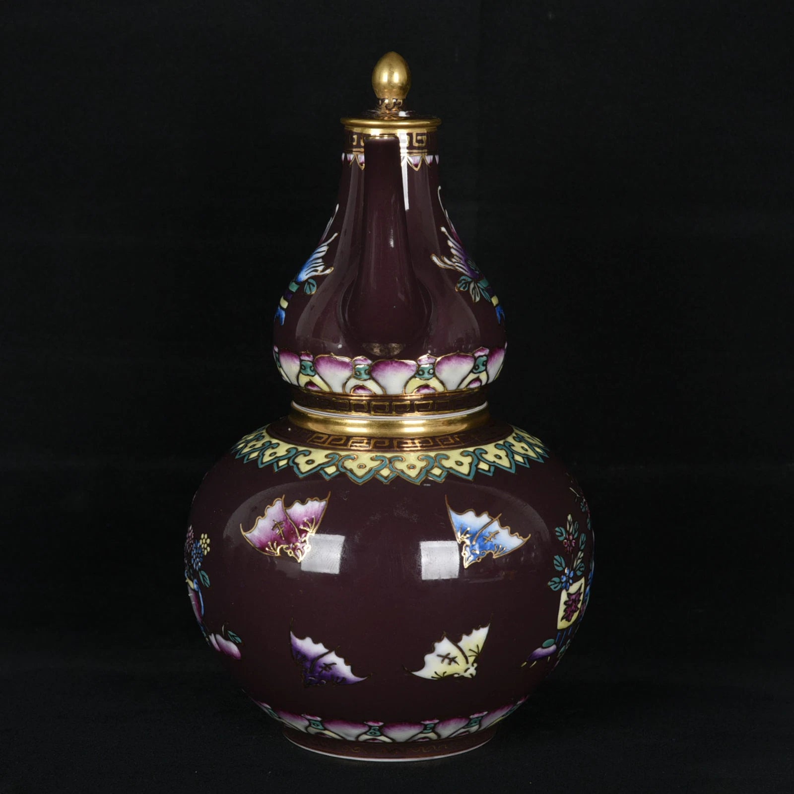 7.5"Antique dynasty Porcelain yongzheng mark colour enamels flowers gourd Teapot | eBay