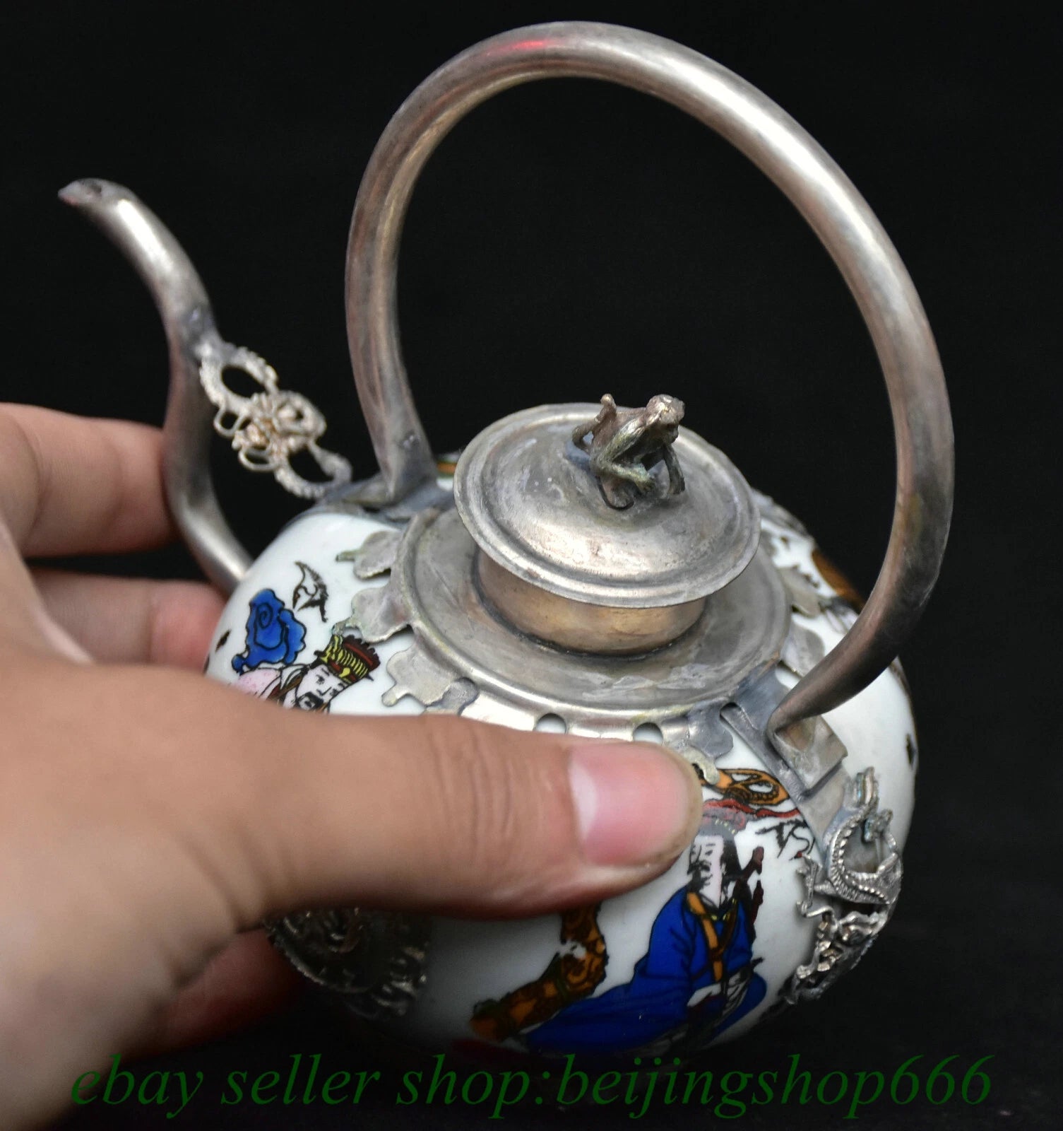 5.6" Old Chinese Copper enamel Porcelain Lohan Arhat Portable Kettle Teapot | eBay