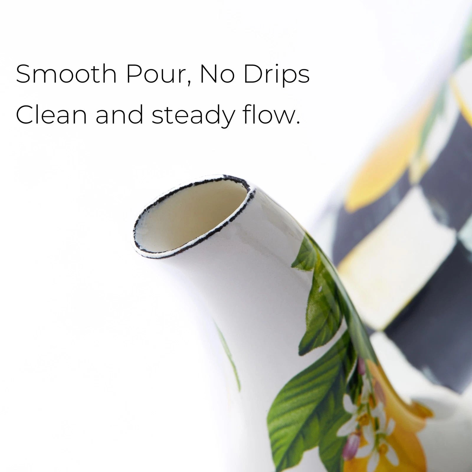 Checkered Tea Kettle with Lemon Pattern – 2 Quart Enamel Stovetop Teapot for ...