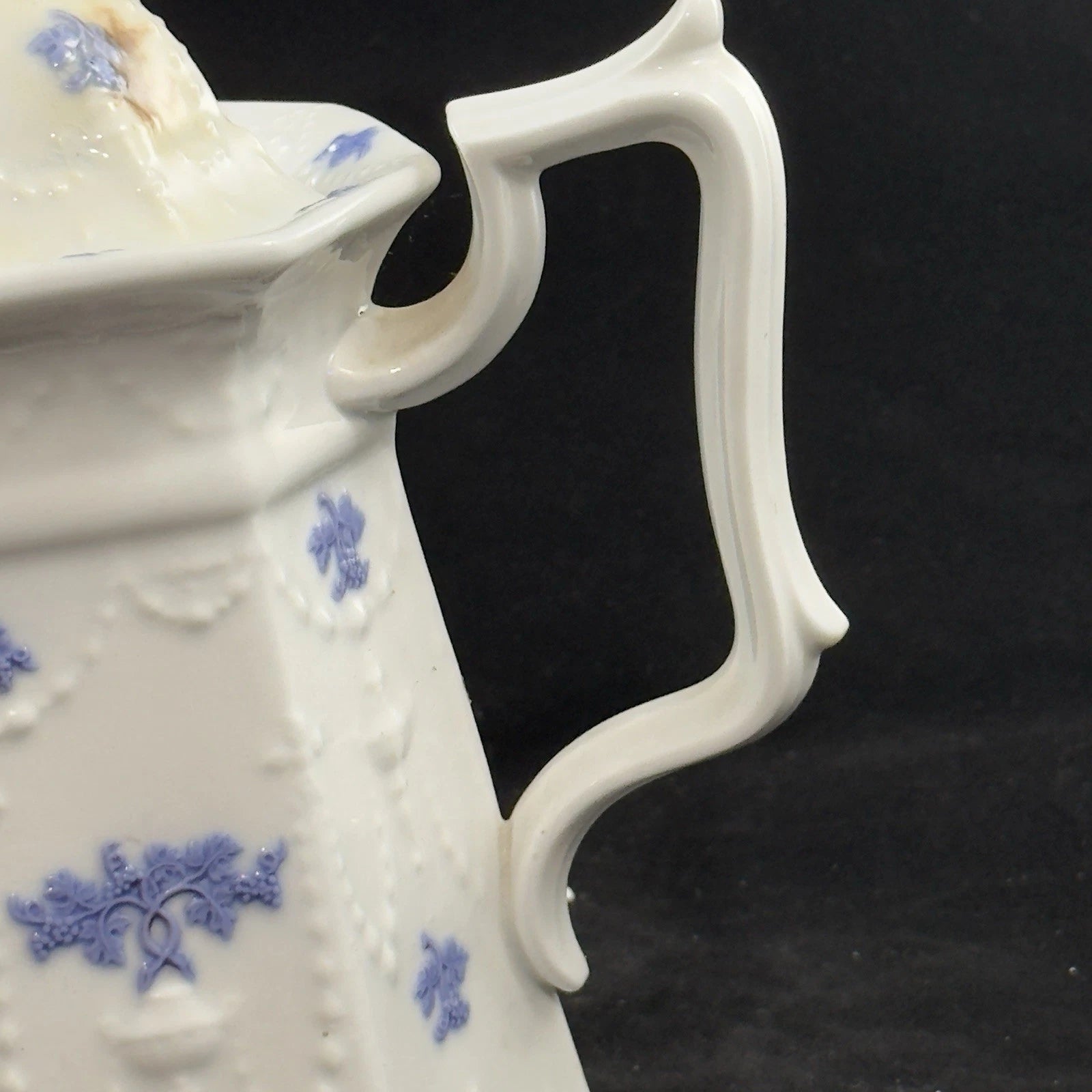 Antique Chelsea Ware Teapot with Lid Victorian Floral Enamel C1850s