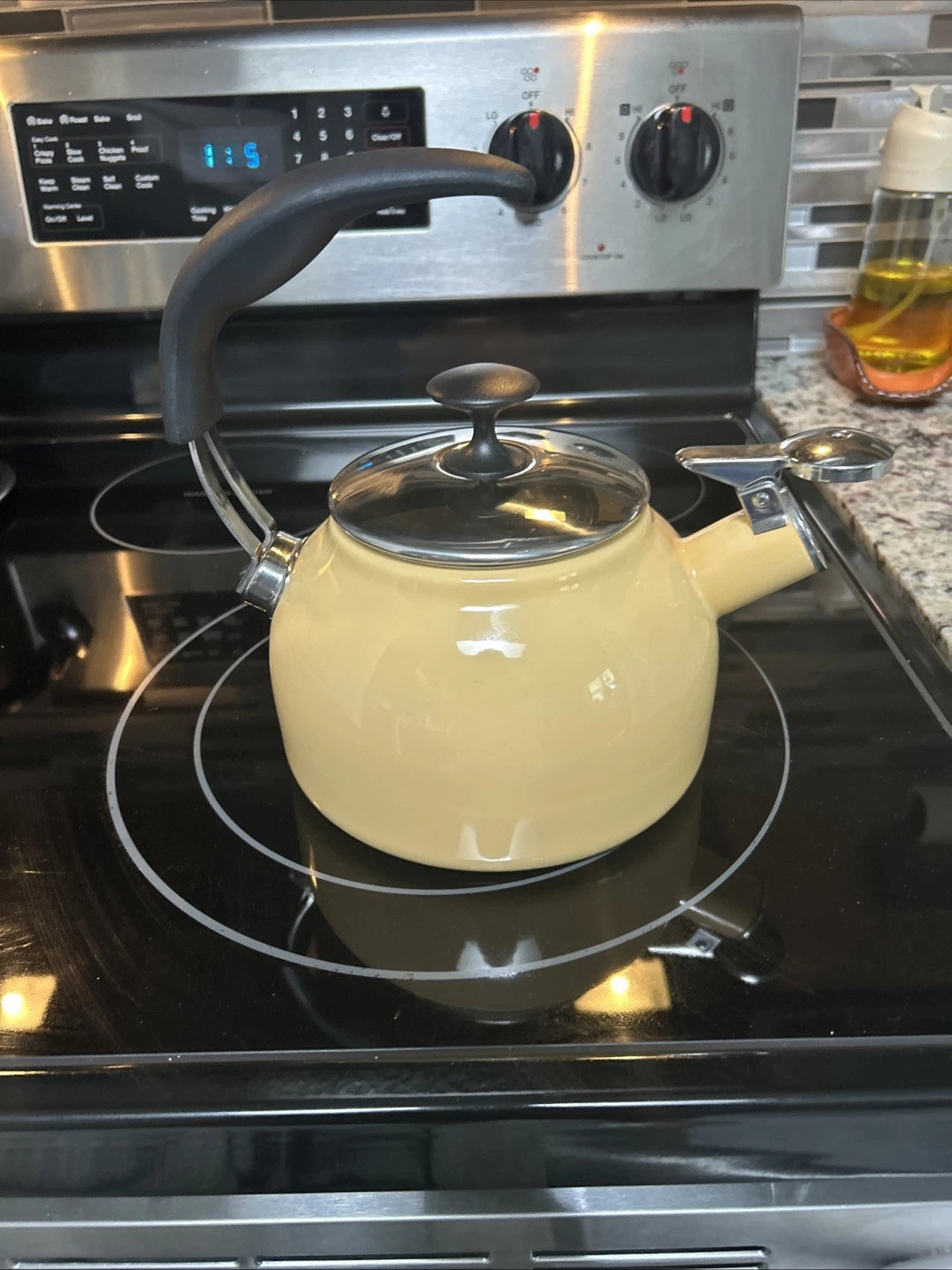 CHANTAL Whistling Tea Kettle Enamel Stainless Loop Handle Rare 1.6 Qt