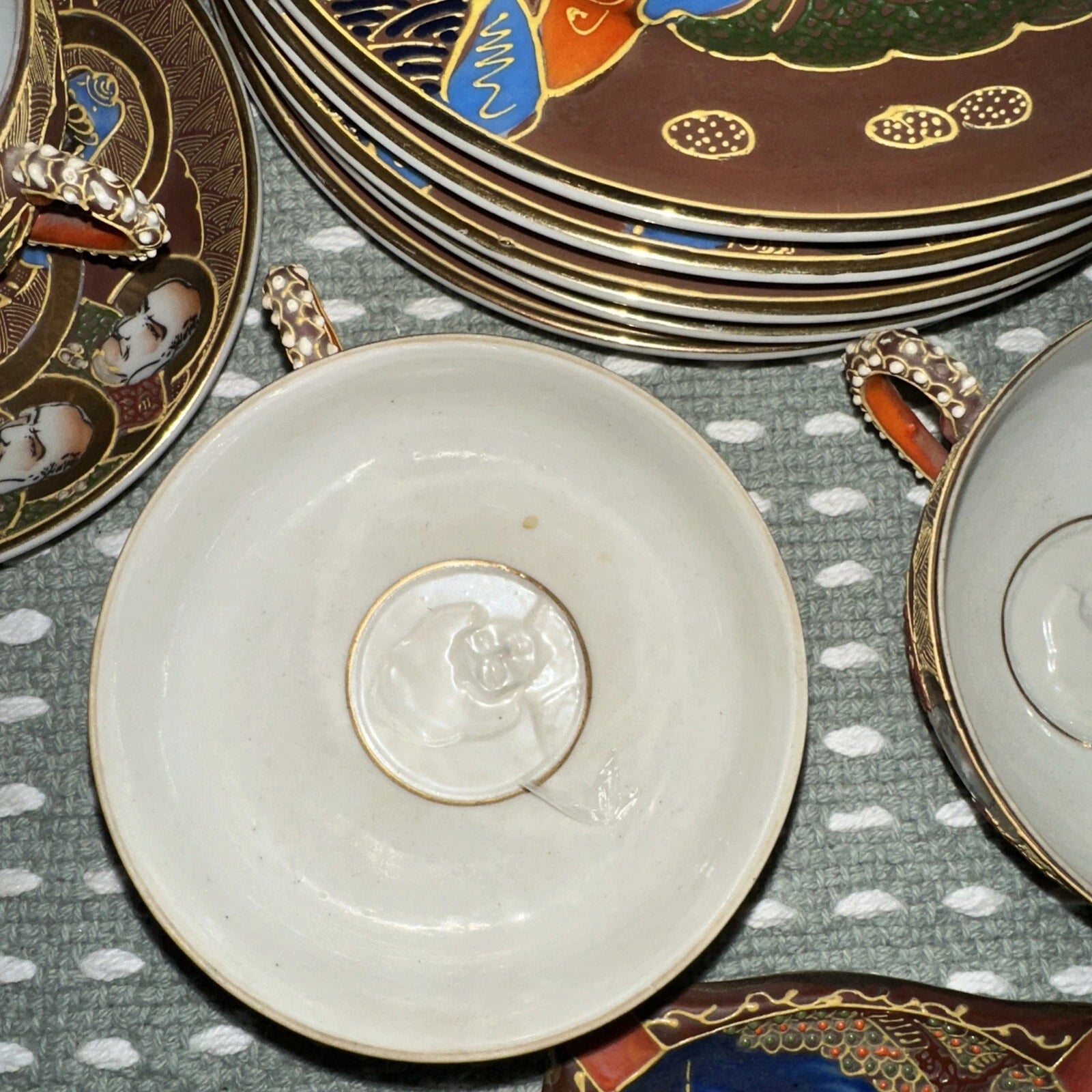 ANTIQUE 17 JAPANESE SATSUMA TEA SET PORCELAIN DRAGON-WARE MORIAGE RAISED ENAMEL | eBay