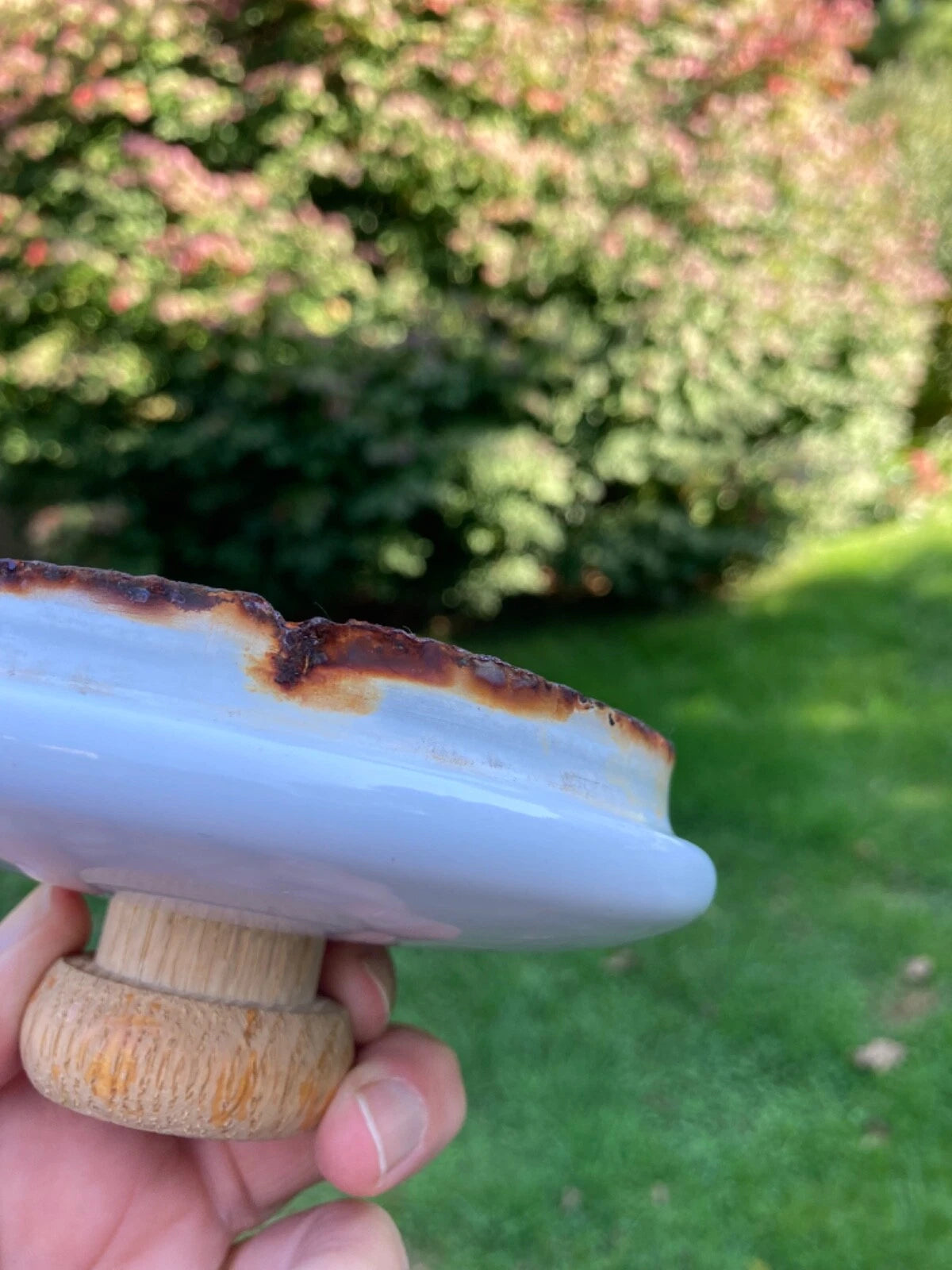 Enamel White MidCentury Tea Pot Kettle Wooden Handle & Knob Vintage | eBay