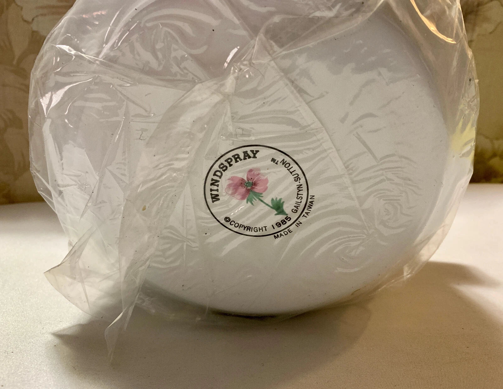 Gailstyn-Sutton Enameled Teapot Tea Kettle Floral Design w Gray Lines 1985 - NOS