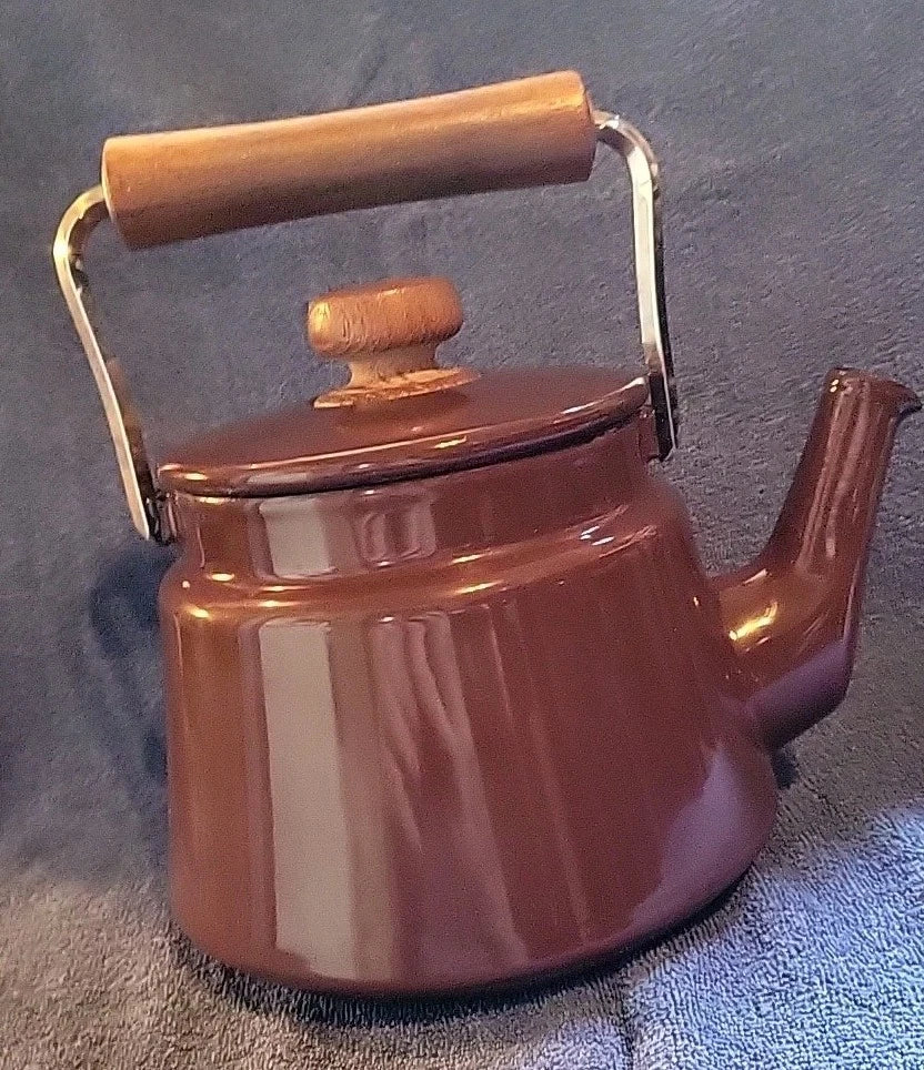 DANSK vintage Kobenstyle Brown Enamel Teapot