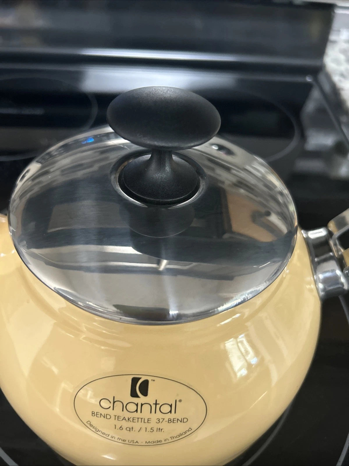 CHANTAL Whistling Tea Kettle Enamel Stainless Loop Handle Rare 1.6 Qt