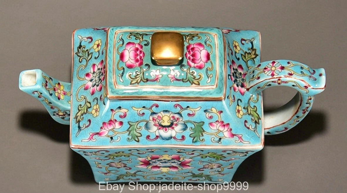 6.3'' Old Qing Yongzheng Enamel Colour Porcelain Gilt Pattern Teakettle Teapot
