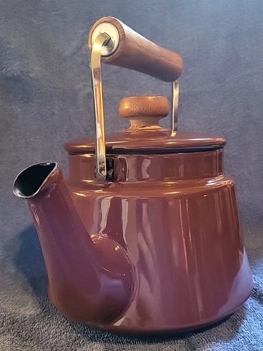 DANSK vintage Kobenstyle Brown Enamel Teapot