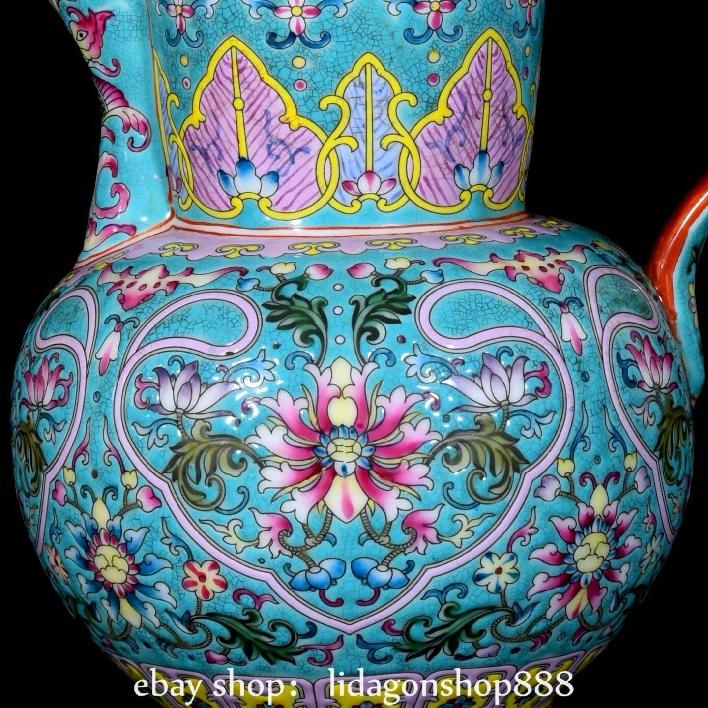 9" Yongzheng Marked Enamel Porcelain Gilt Flower Leaf Pattern Wine Tea Pot | eBay