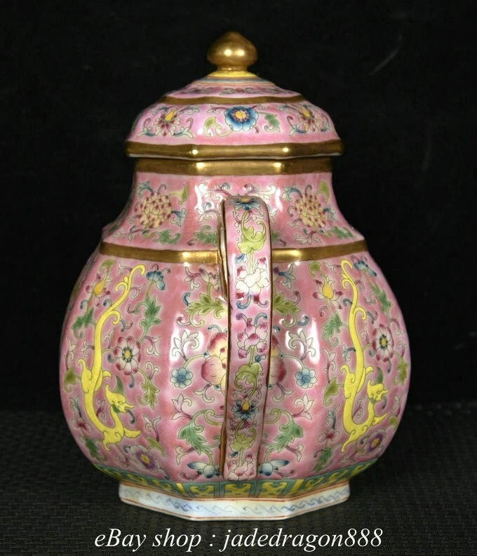 7" Yongzheng Marked Enamel Porcelain Gilt Flower Leaf Dragon Pattern Teapot | eBay