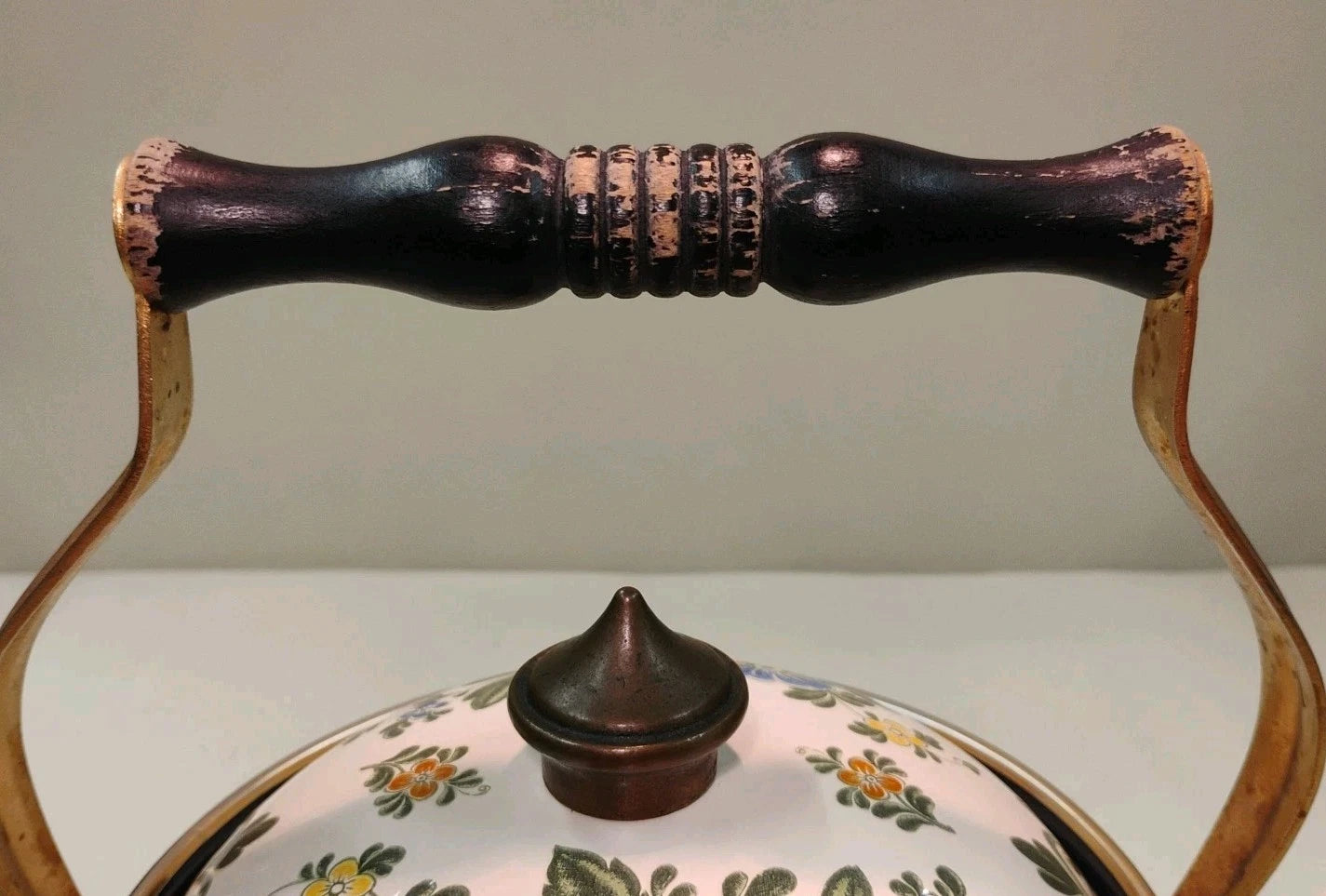 ASTA White Floral Enamelware Old Amsterdam 8.5” Dutch Oven & Teapot PRISTINE!!!