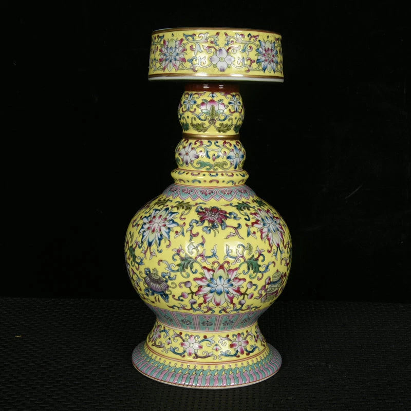 9.1" Old dynasty Porcelain qianlong mark colour enamels Eight treasures Teapot