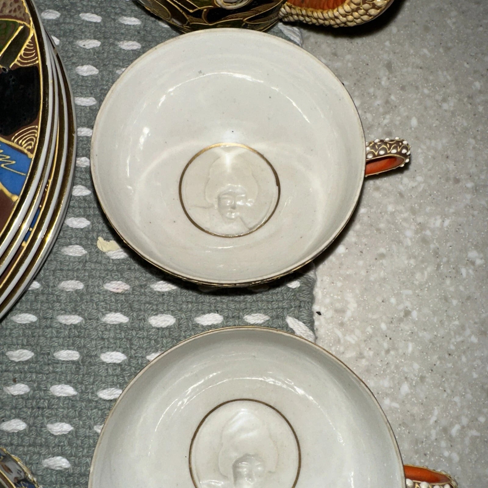 ANTIQUE 17 JAPANESE SATSUMA TEA SET PORCELAIN DRAGON-WARE MORIAGE RAISED ENAMEL | eBay